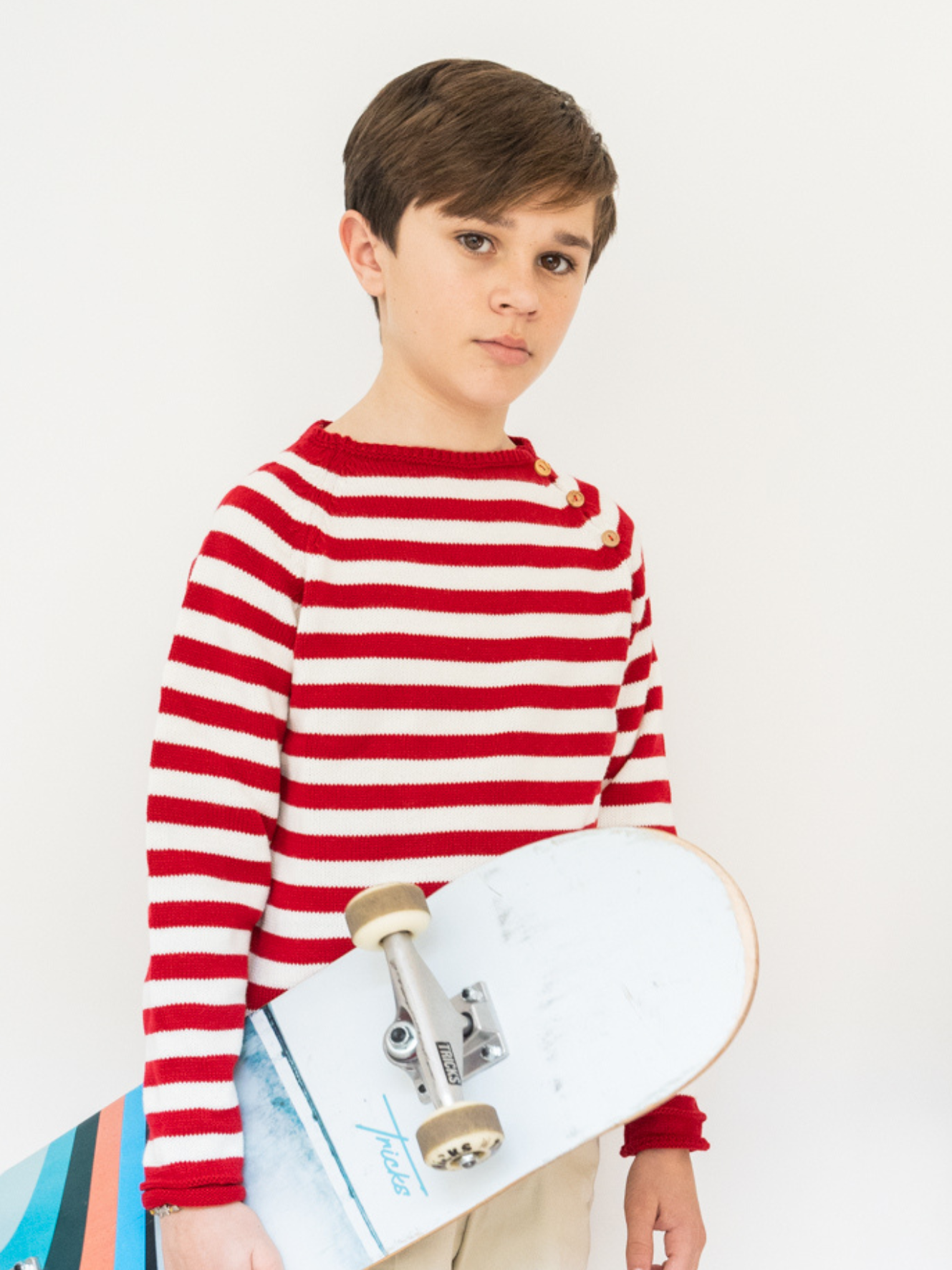 Pull rayé rouge