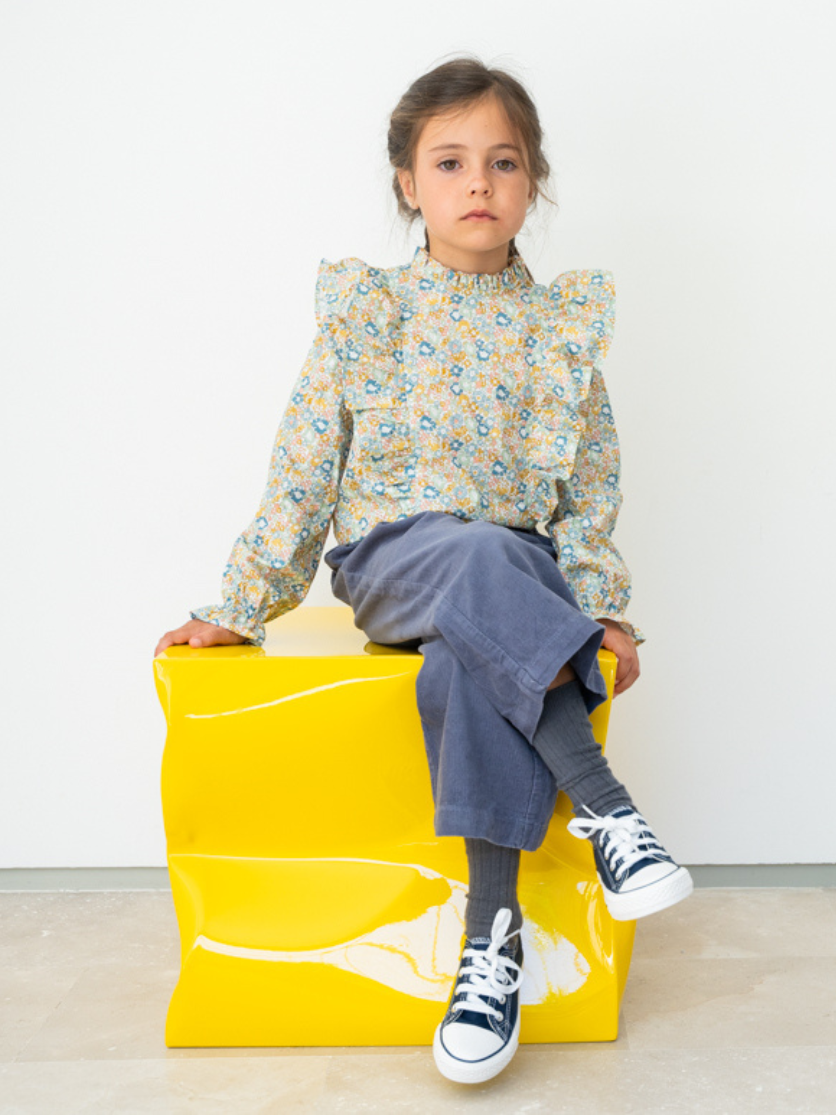 Chemisier fleuri jaune