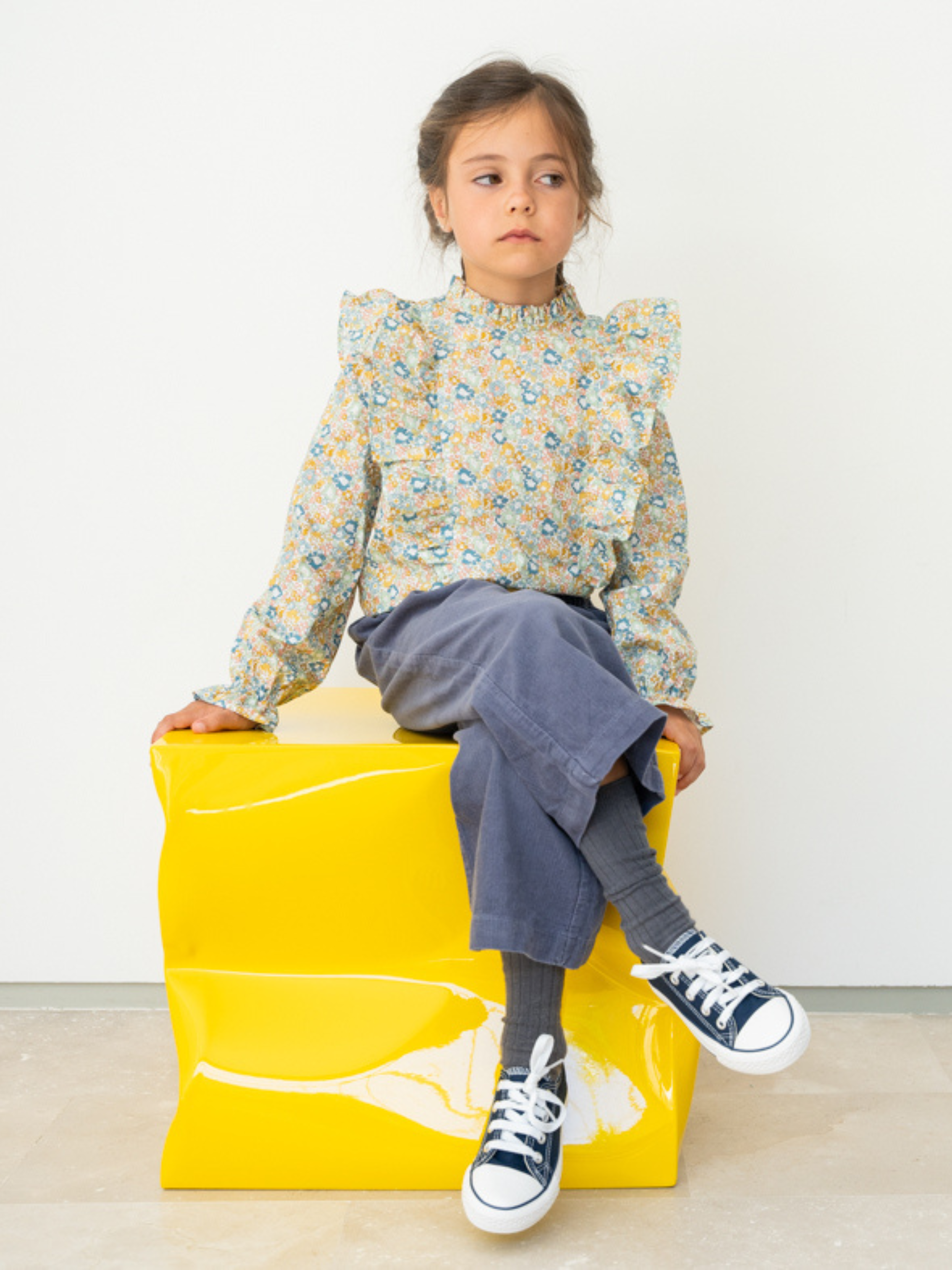 Chemisier fleuri jaune