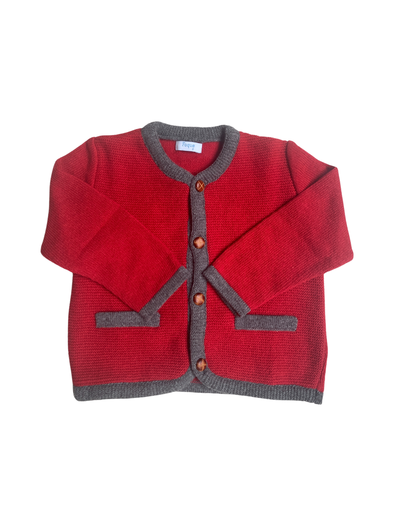 Veste rouge avec bordure grise