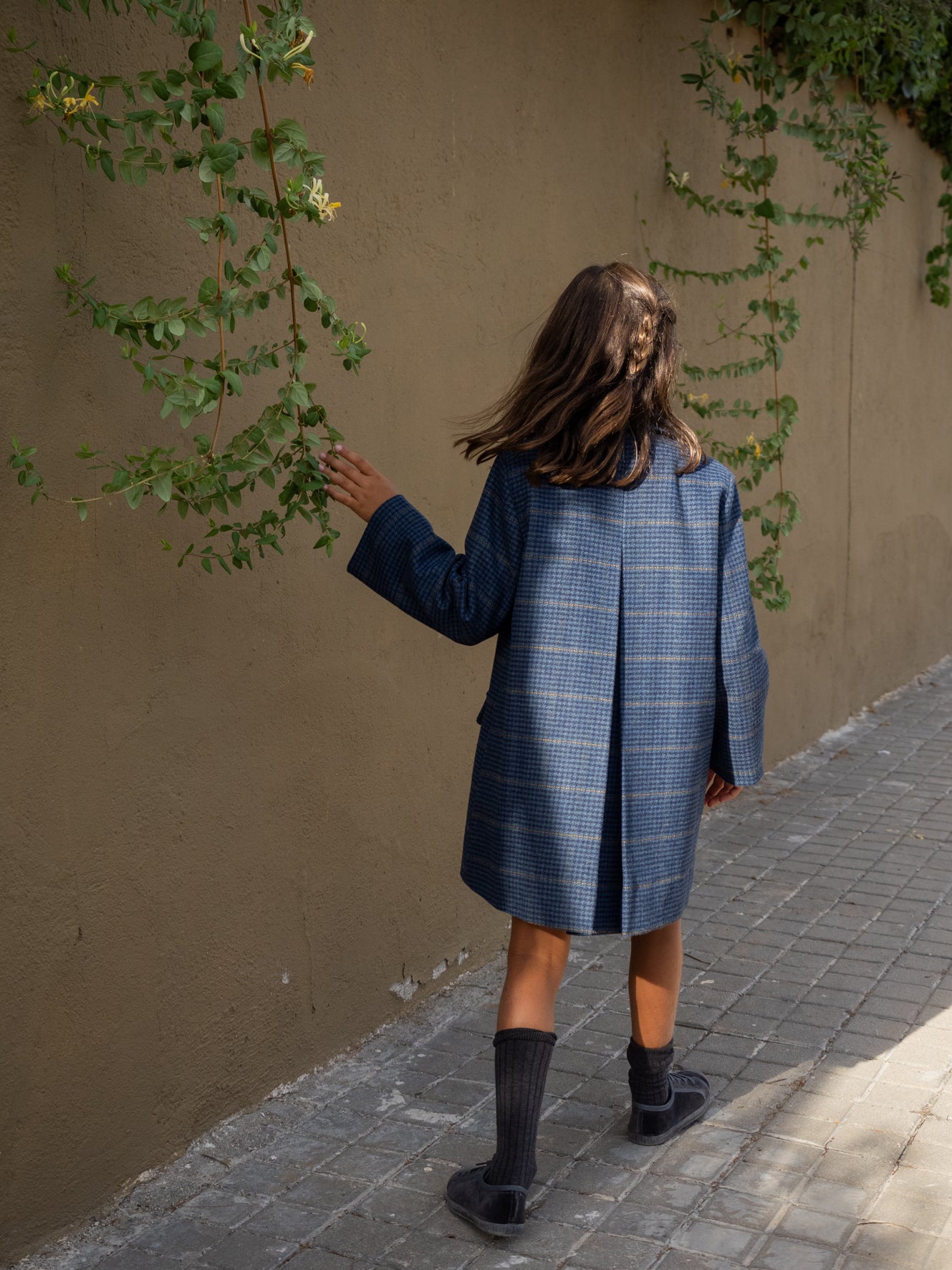 Manteau à carreaux bleu