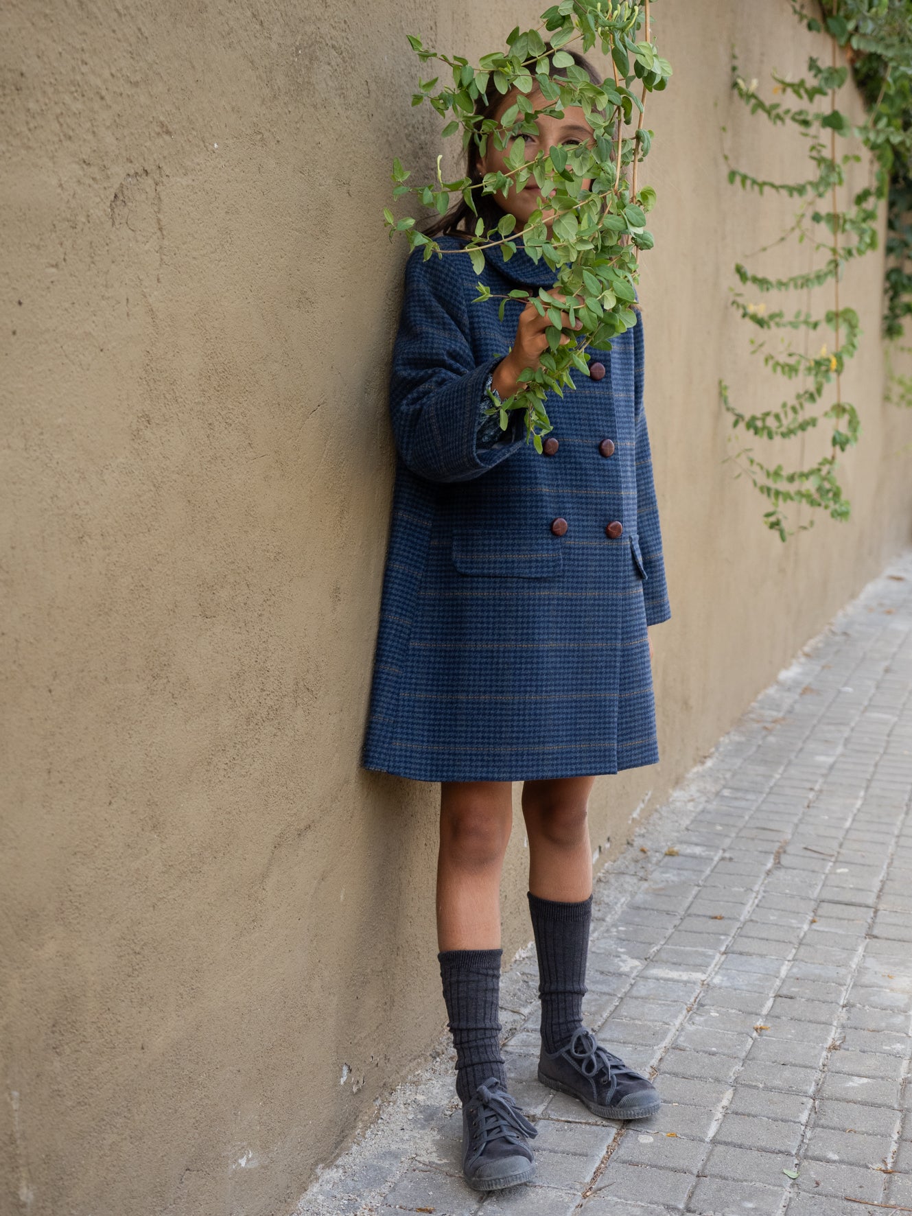 Manteau à carreaux bleu