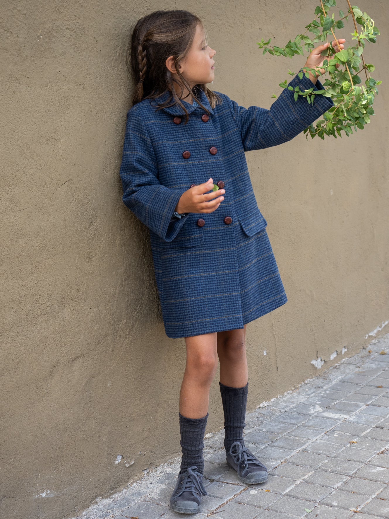 Manteau à carreaux bleu