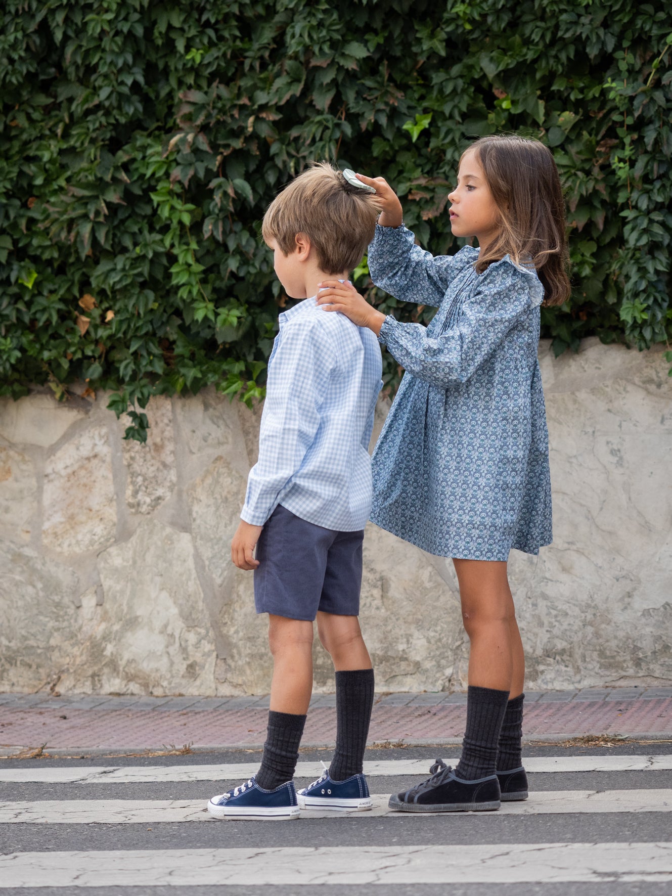 Chemise à carreaux bleus