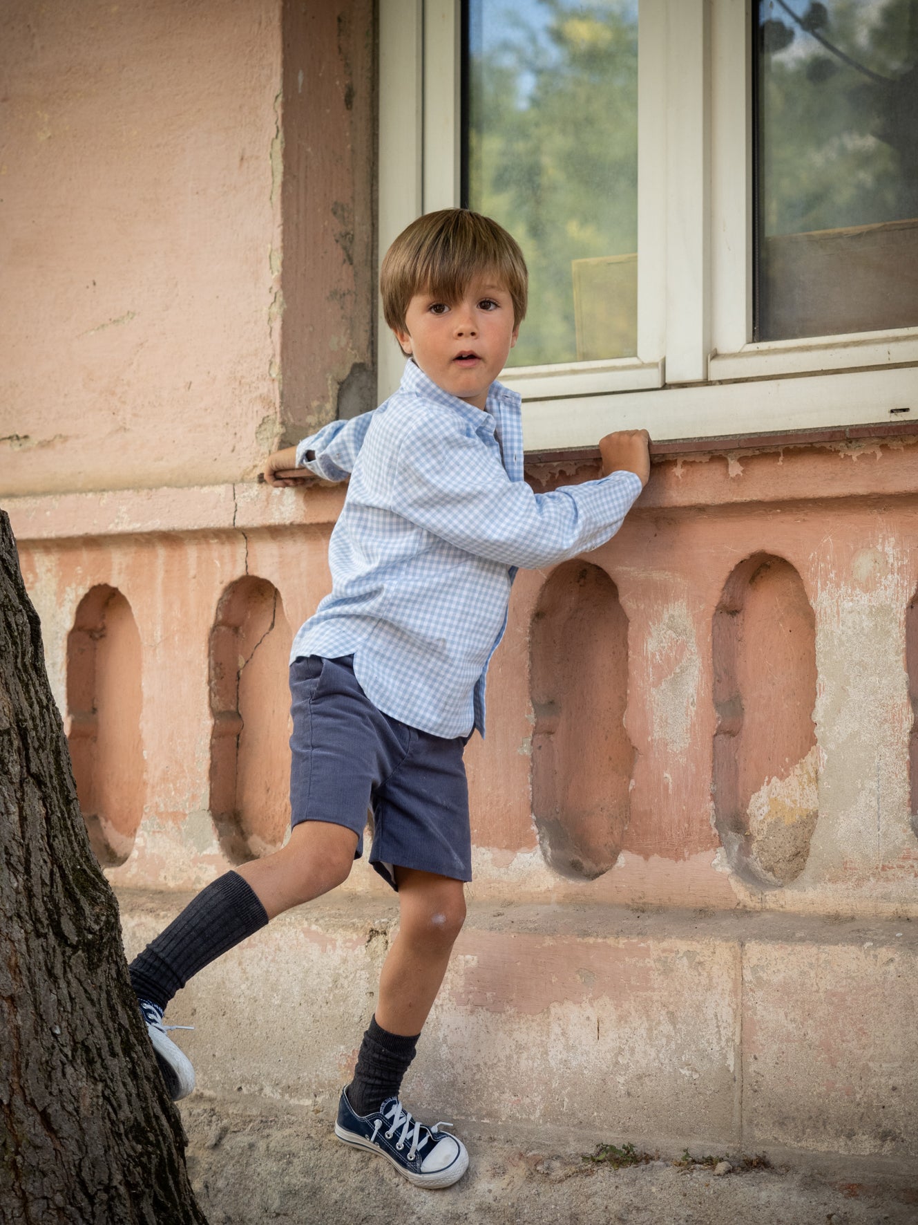 Pantalon en velours côtelé bleu