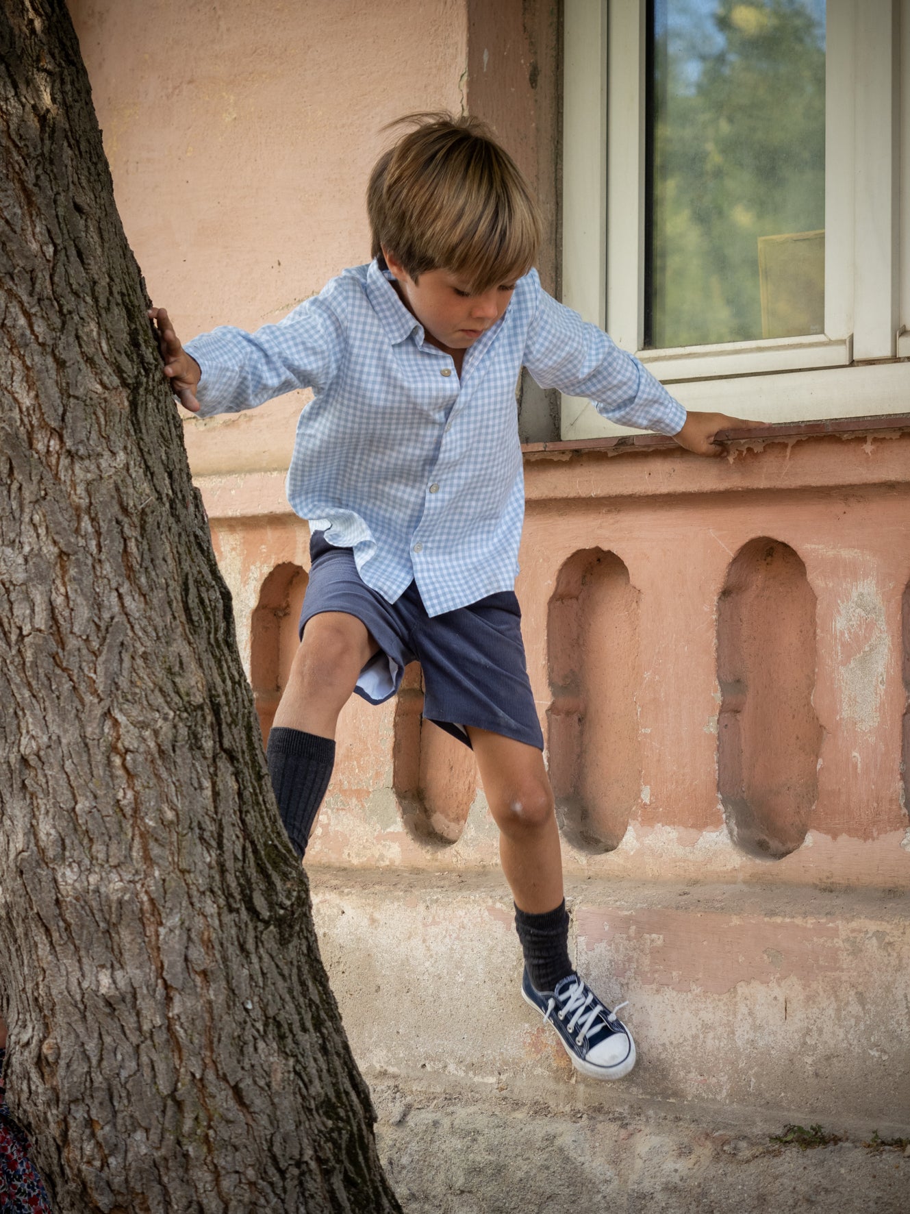 Pantalon en velours côtelé bleu