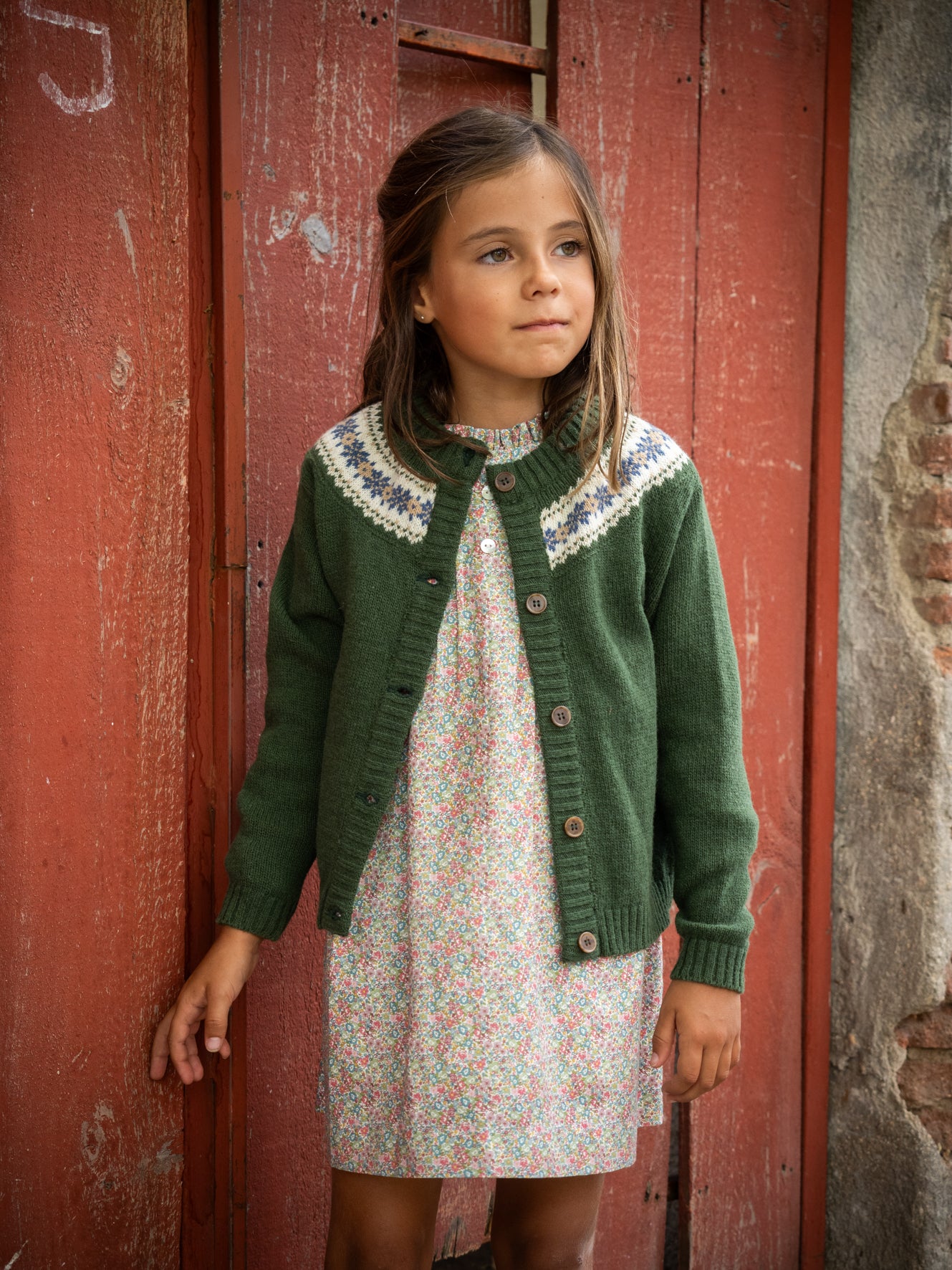 Chaqueta verde caza greca azul