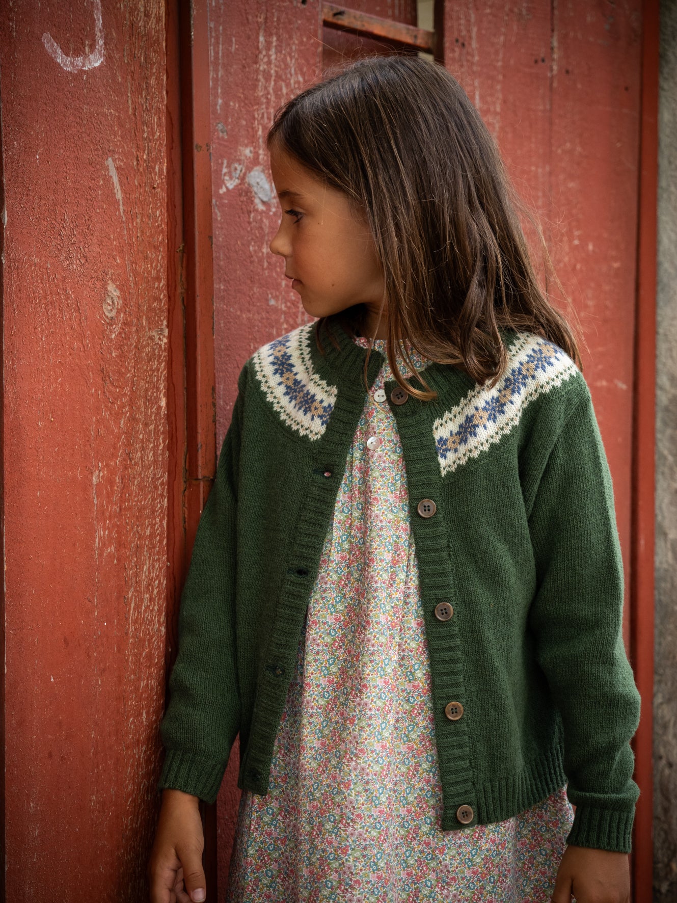 Chaqueta verde caza greca azul