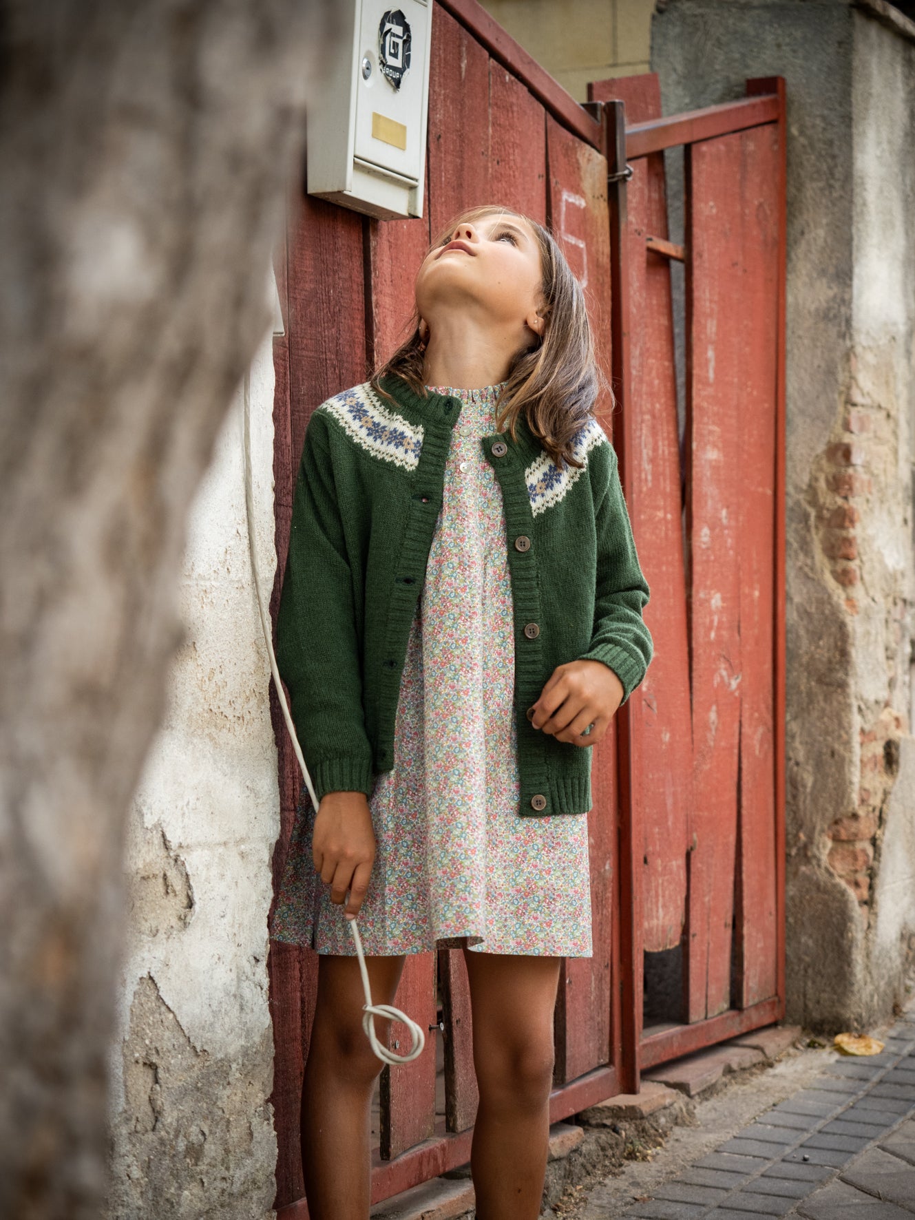 Chaqueta verde caza greca azul