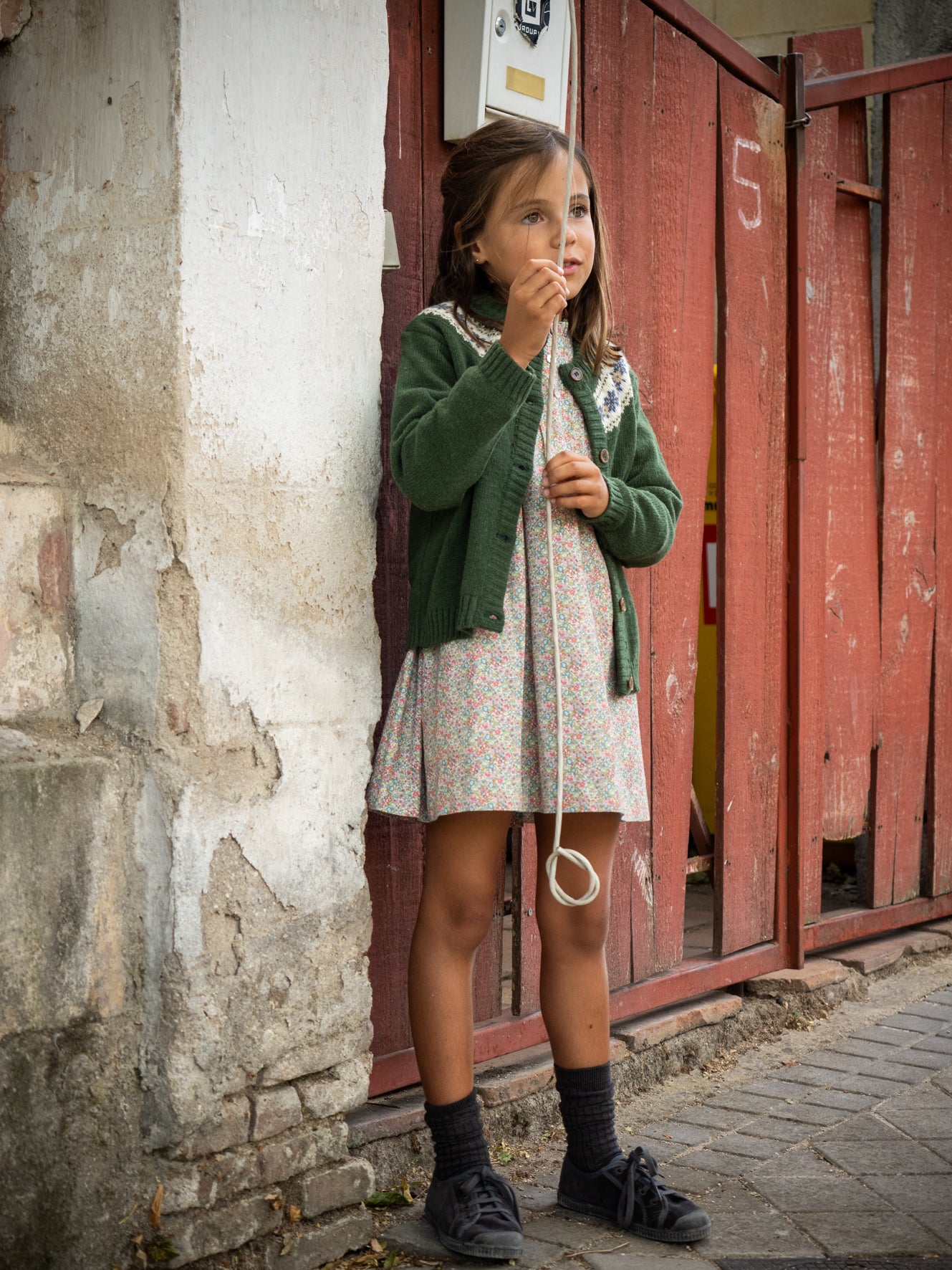 Chaqueta verde caza greca azul