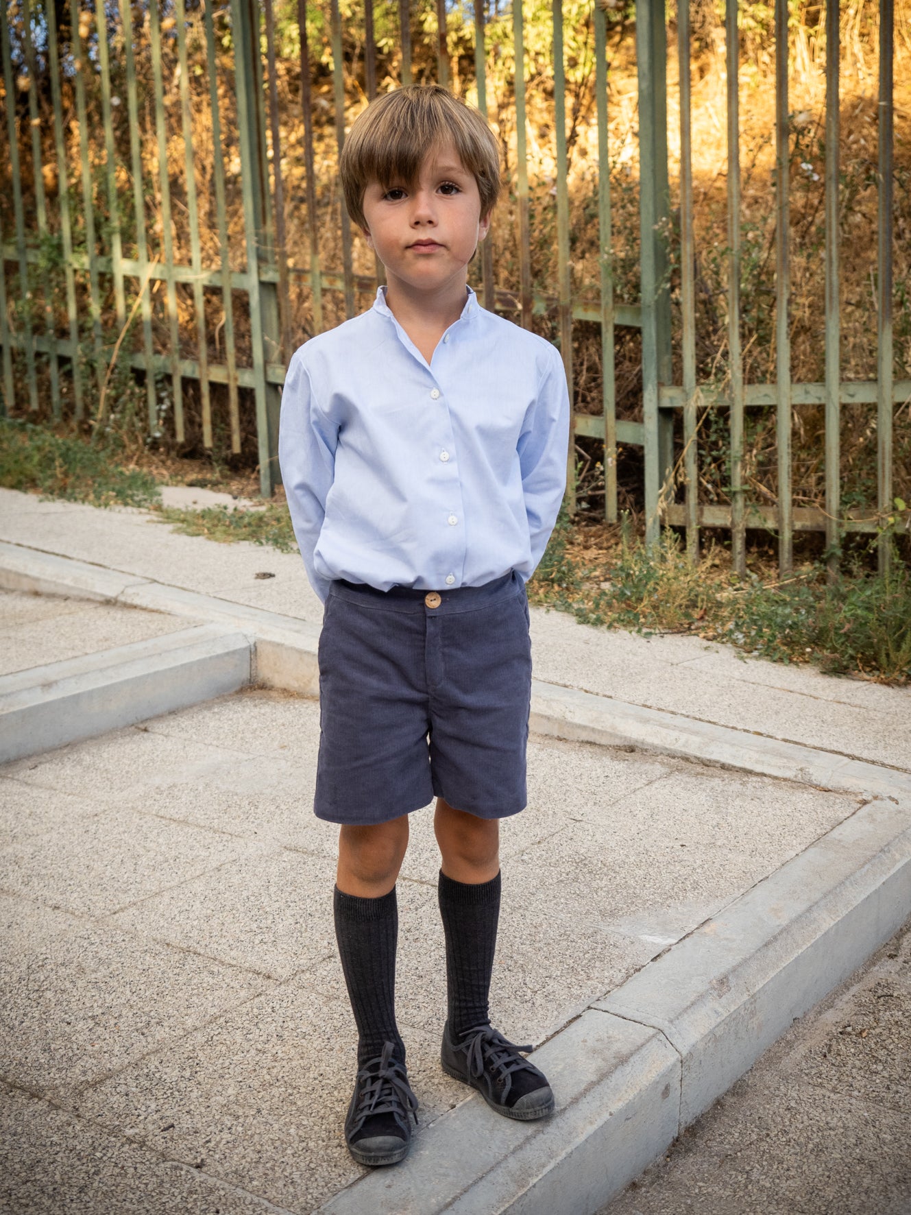 Pantalon en velours côtelé bleu