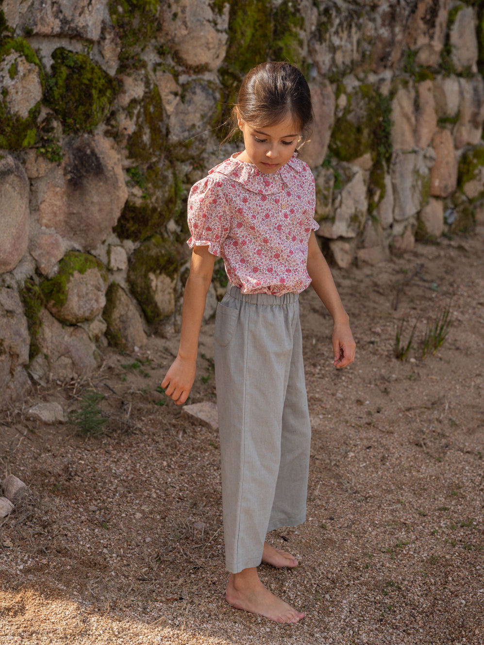 Pantalón lino verde liquen