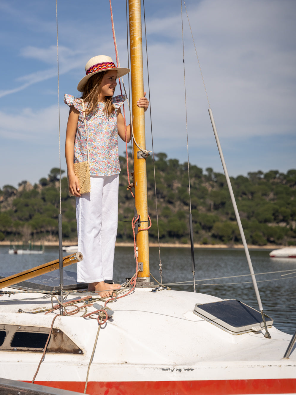 Pantalon long en lin blanc