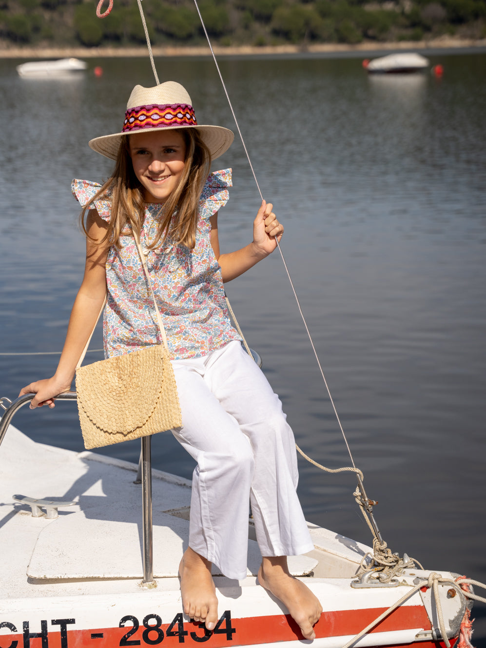 Pantalon long en lin blanc