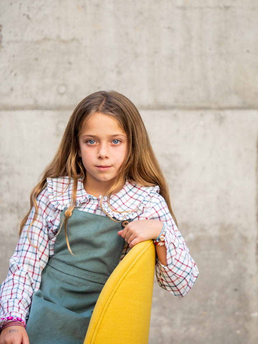 Blouse à carreaux multicolores