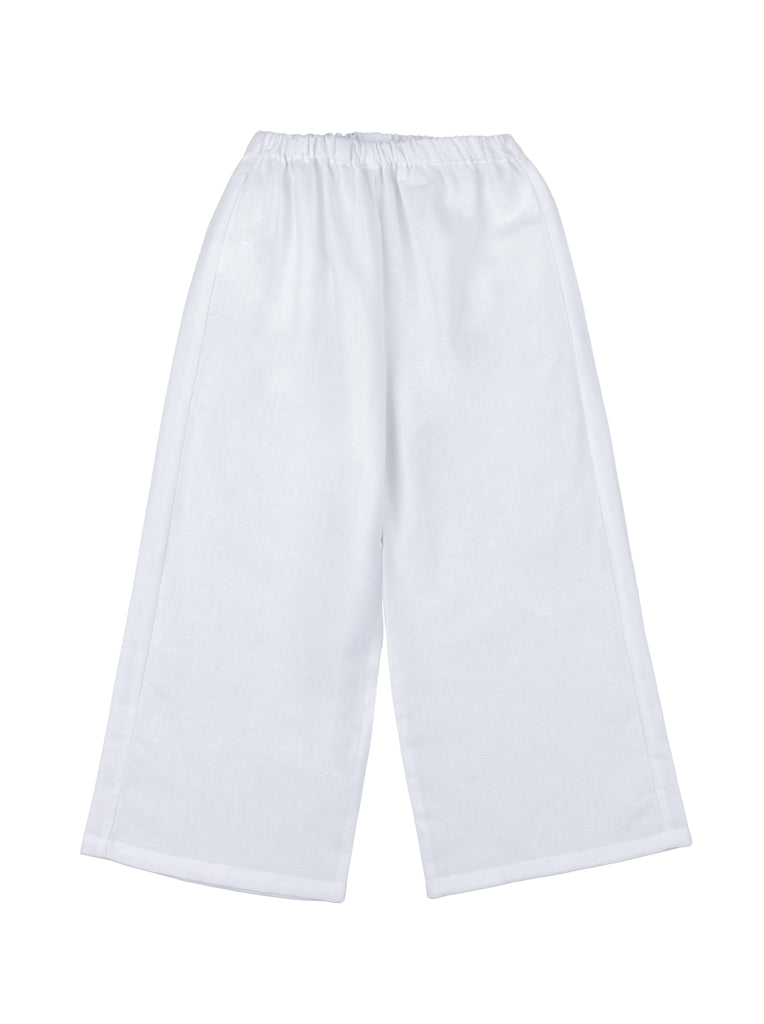 Pantalon long en lin blanc