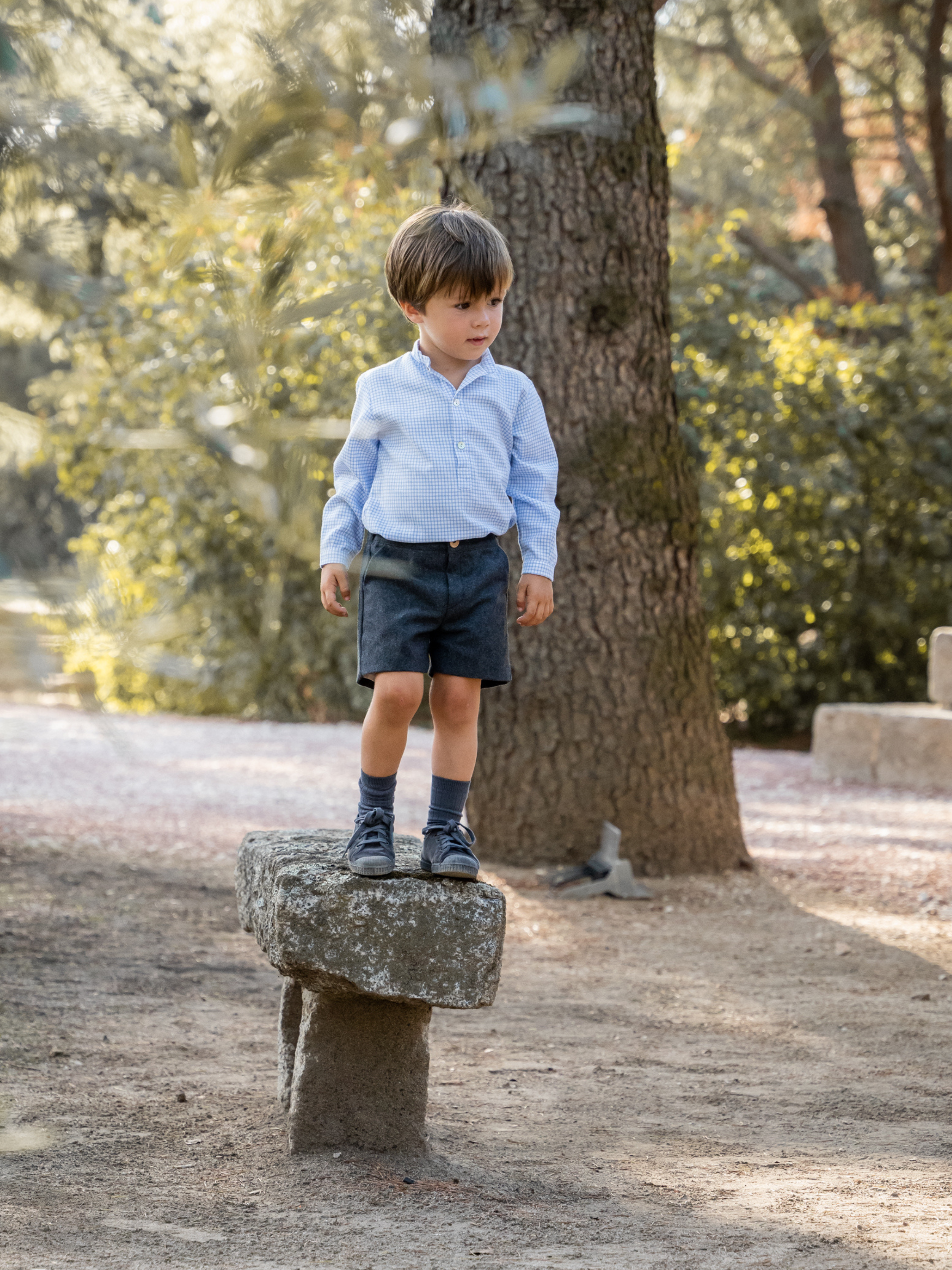 Short en flanelle gris