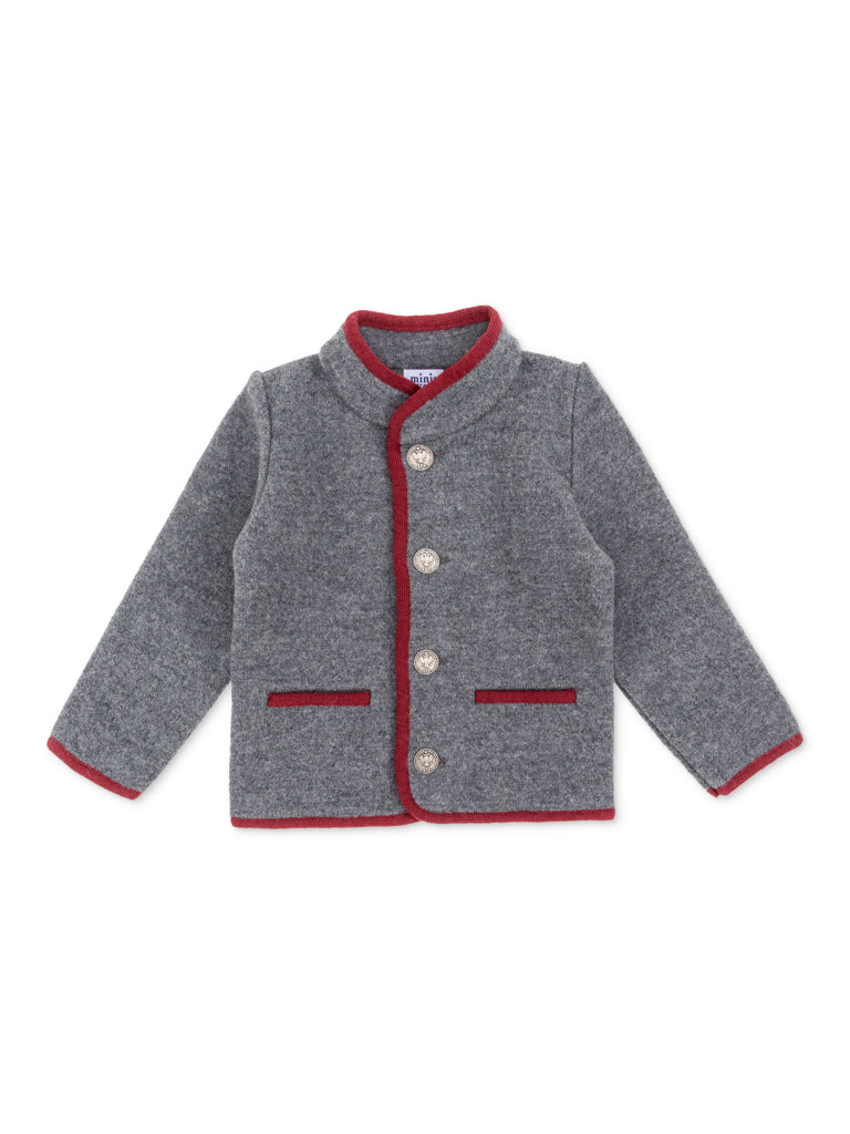 Austrian jacket in grey with burgundy trim - Main Image