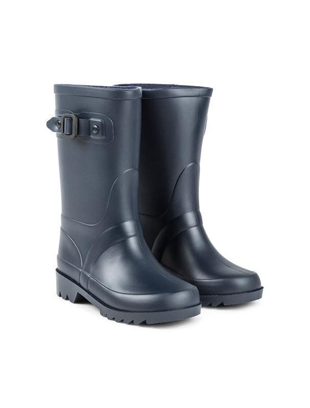 Blue buckle rain boots