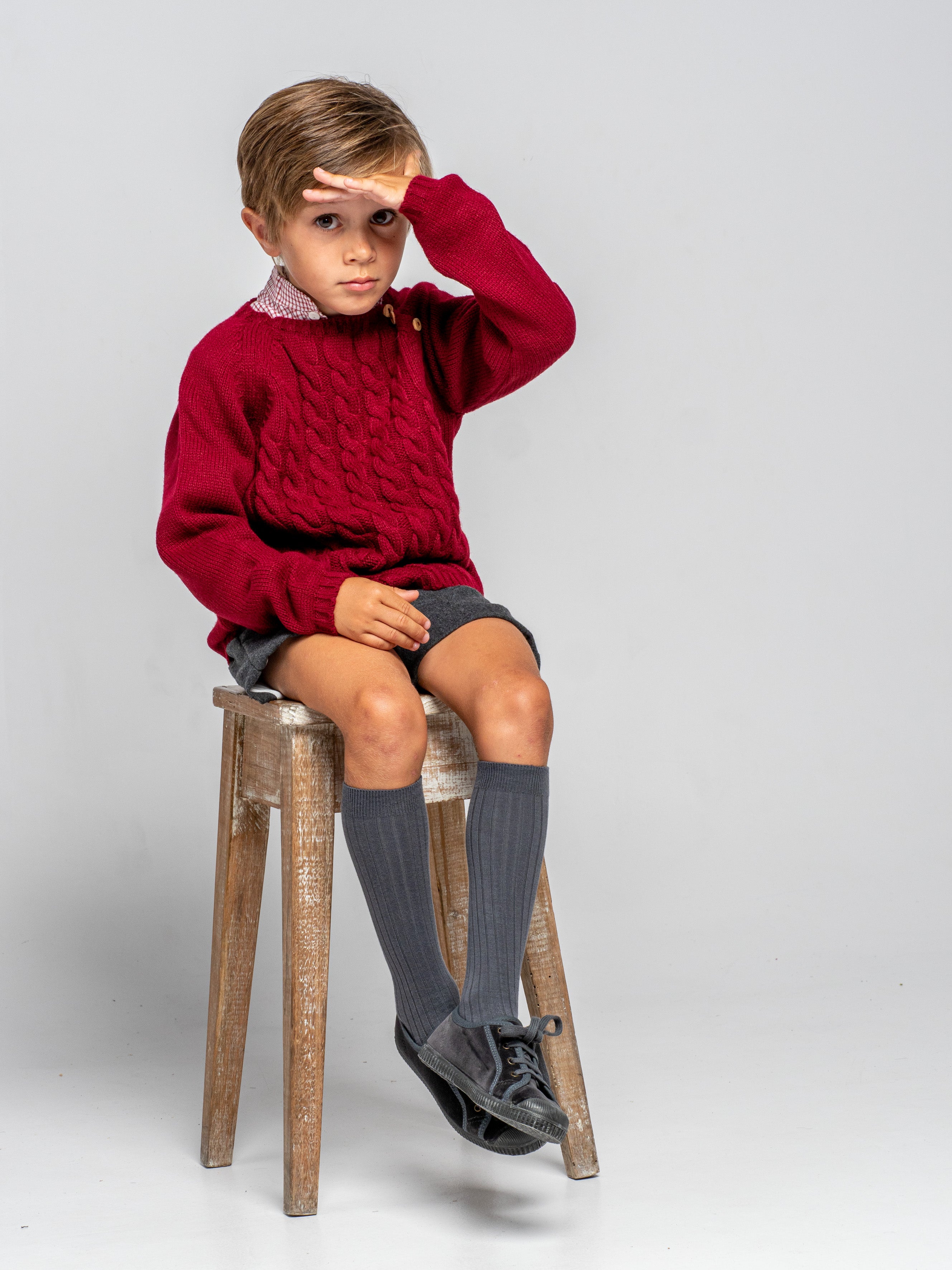 Short en flanelle gris