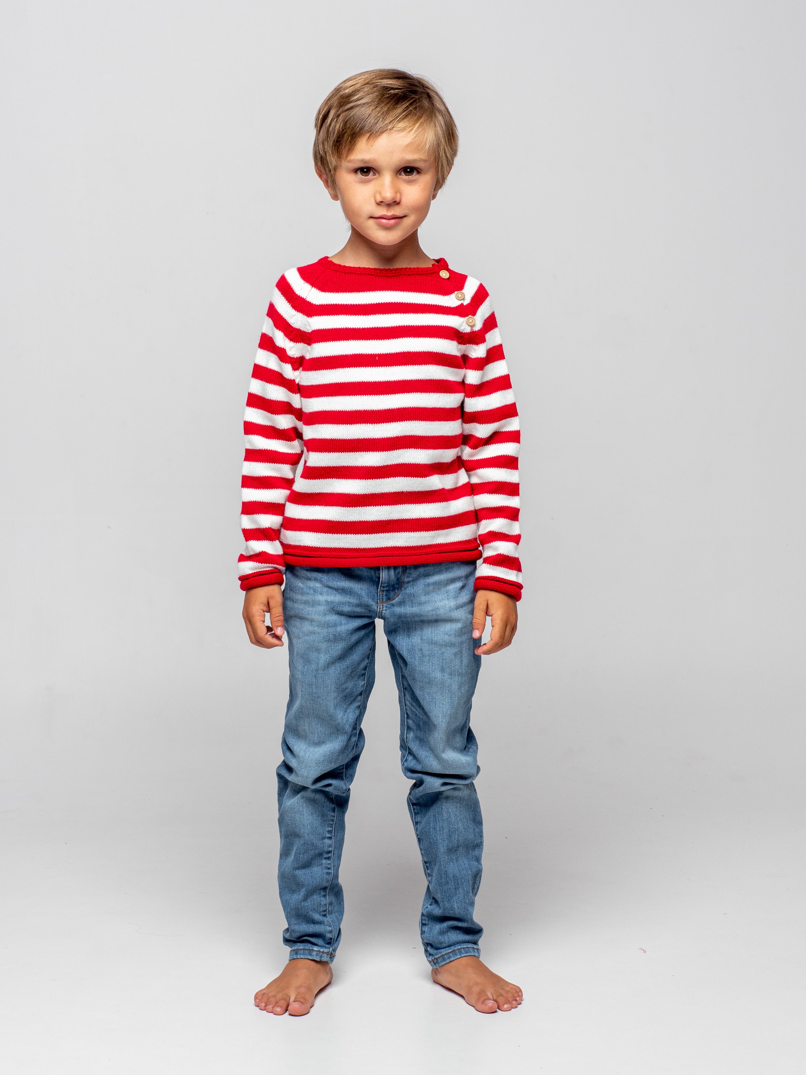 Pull rayé rouge