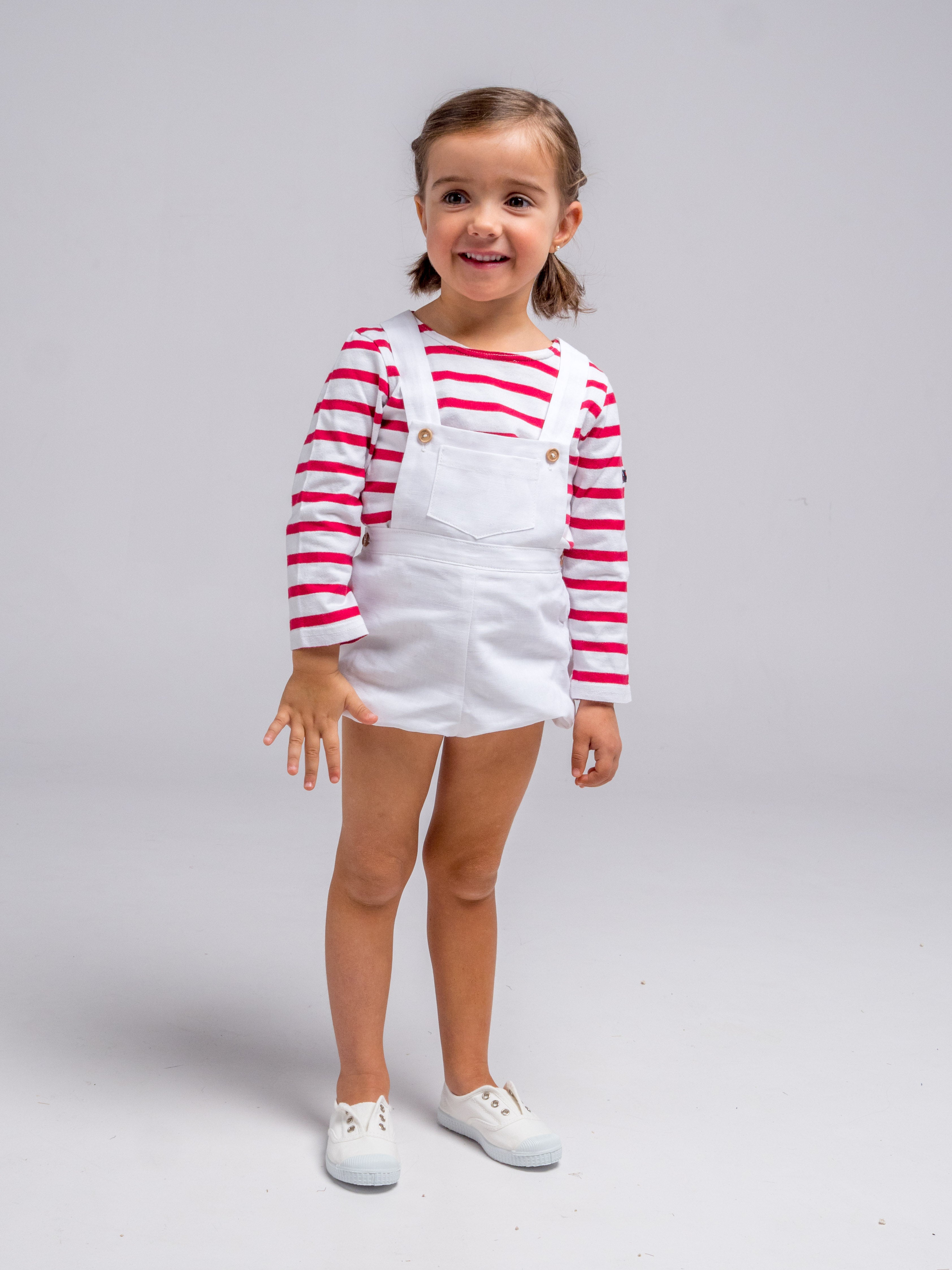 Peto corto lino blanco para niña y niño