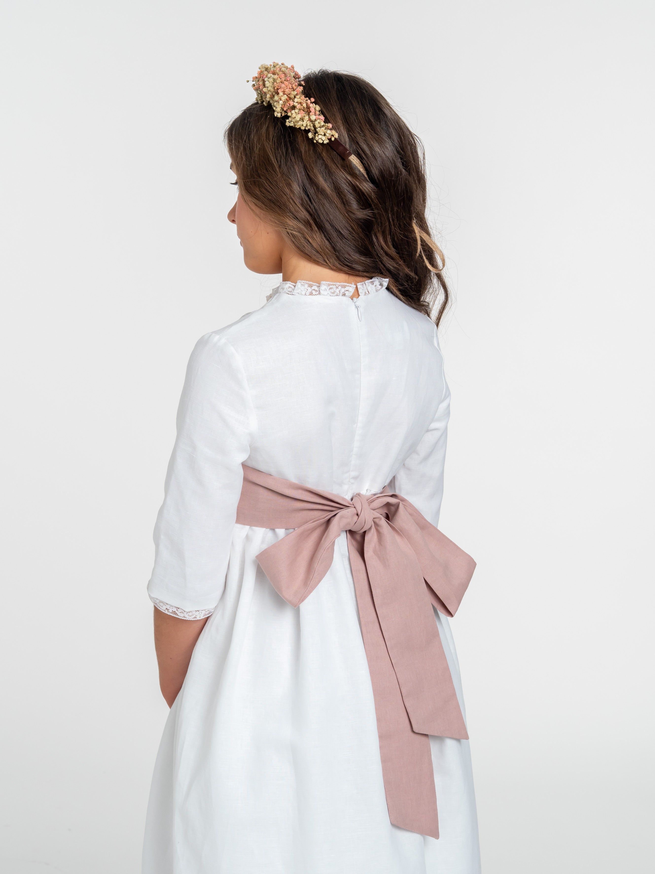 Ceinture noeud rose nude