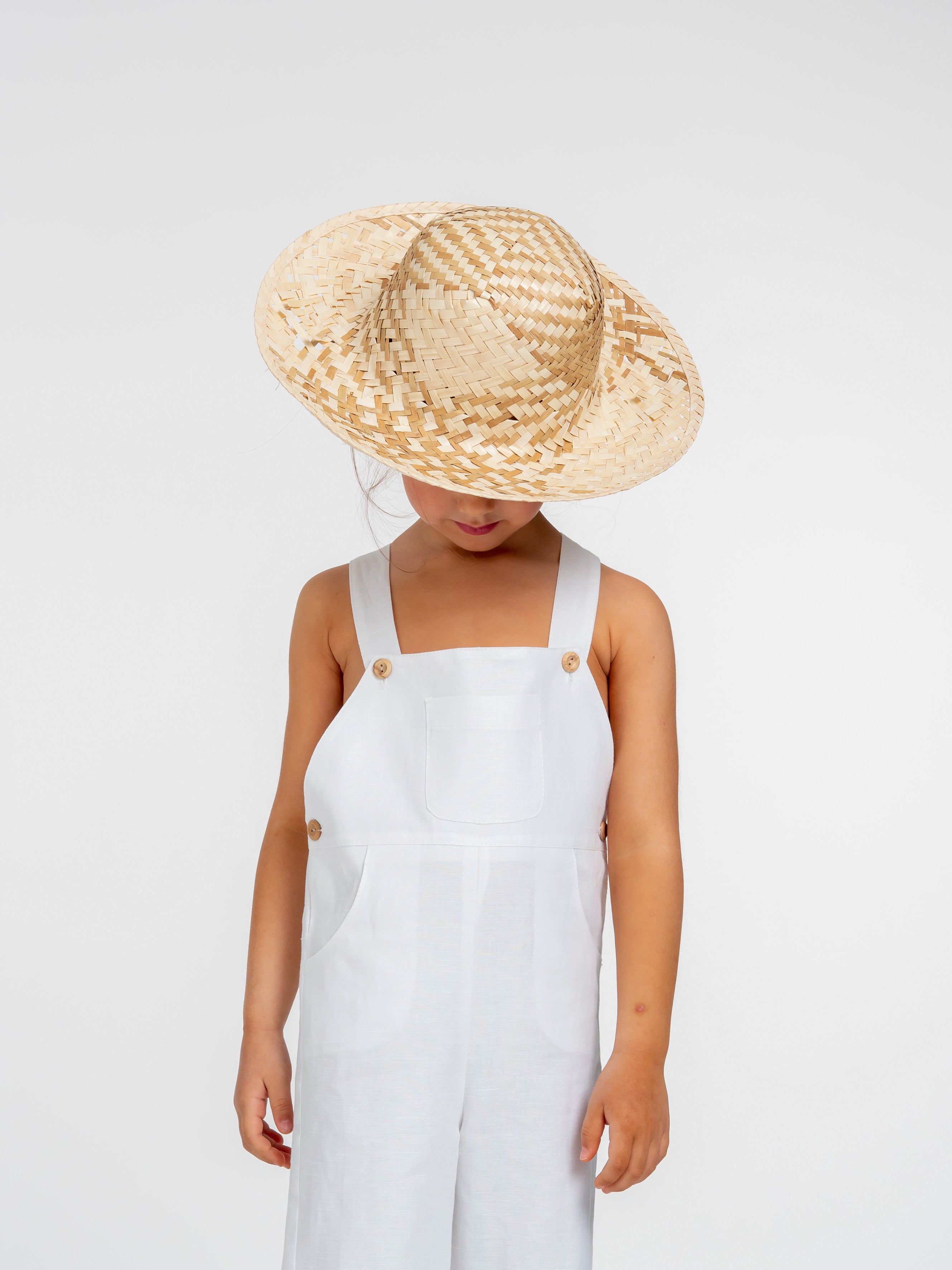 Salopette longue en lin blanc