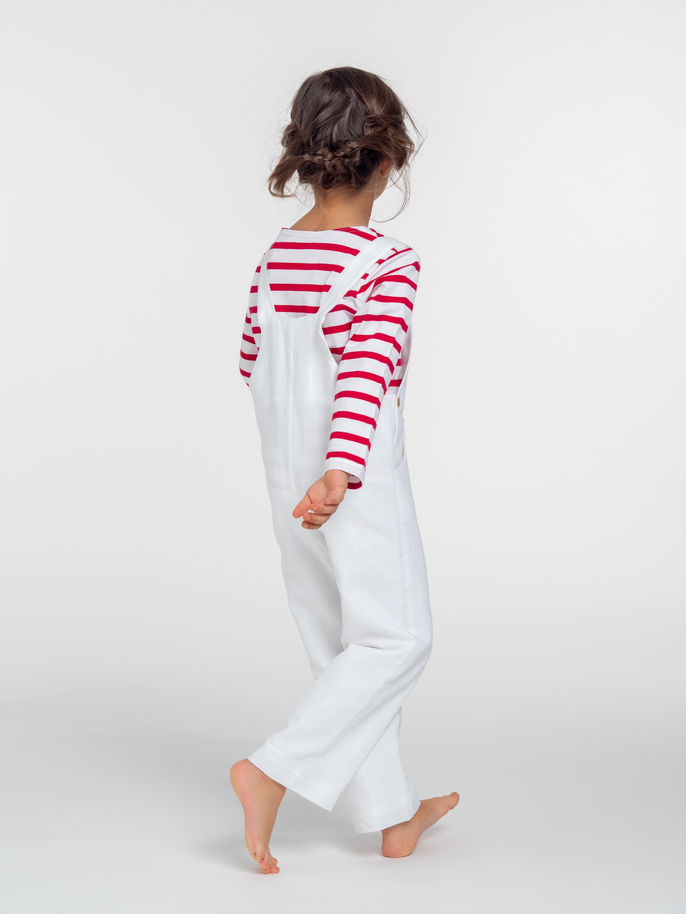 Salopette longue en lin blanc