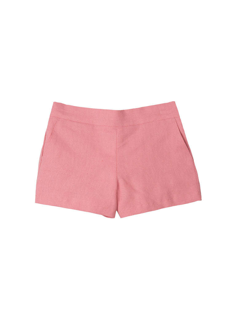 Short en lin rose