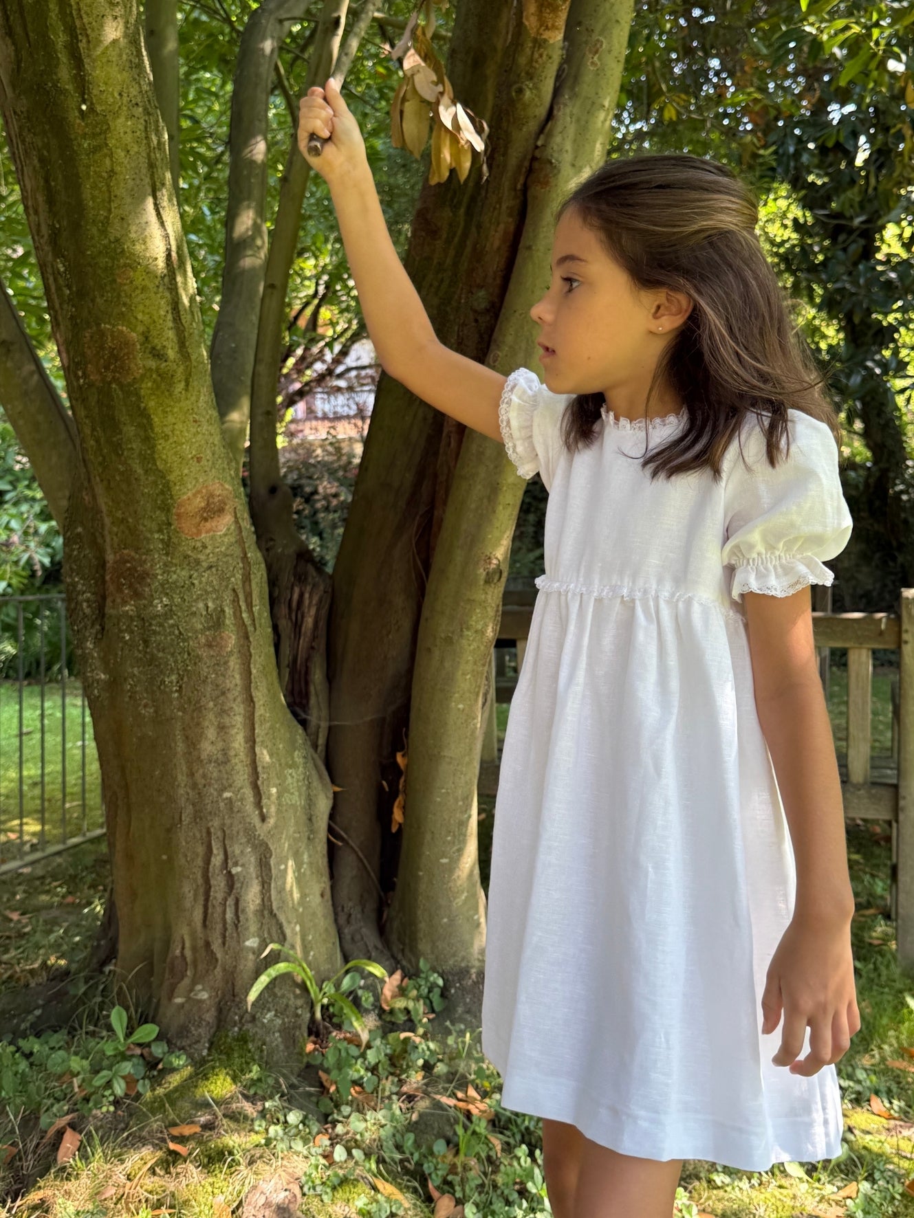 Vestido lino blanco manga corta