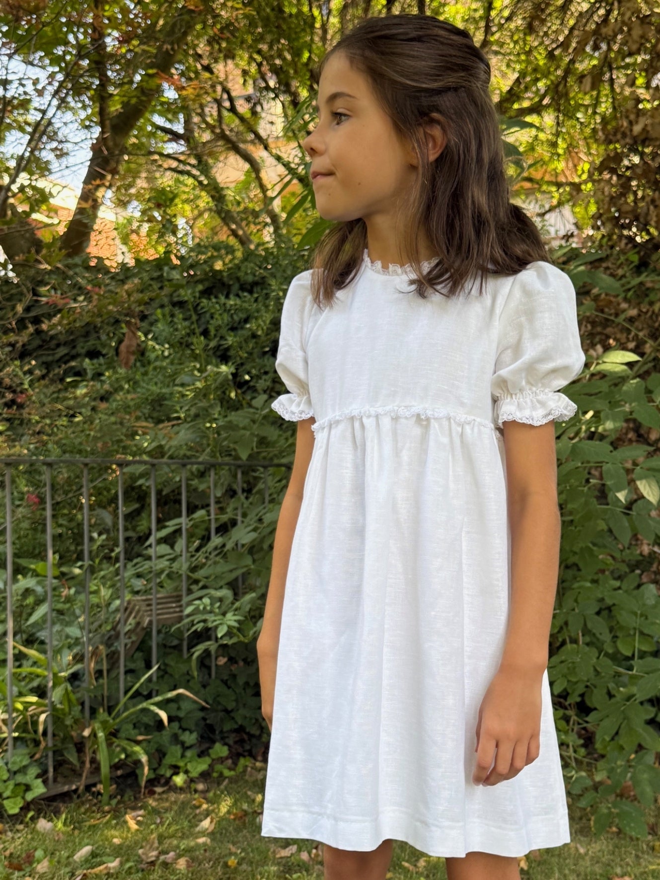 Vestido lino blanco manga corta
