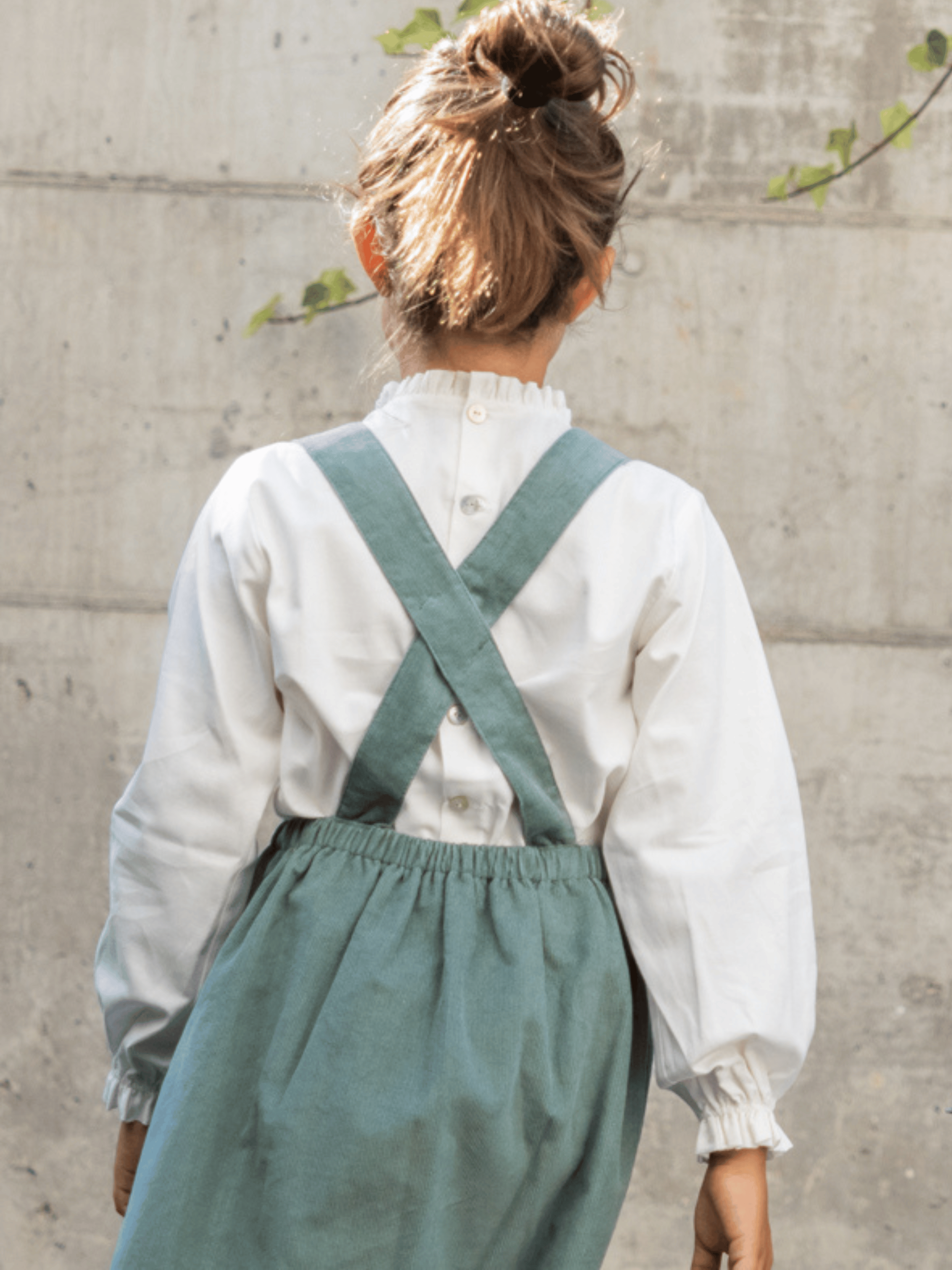 Green corduroy overall skirt