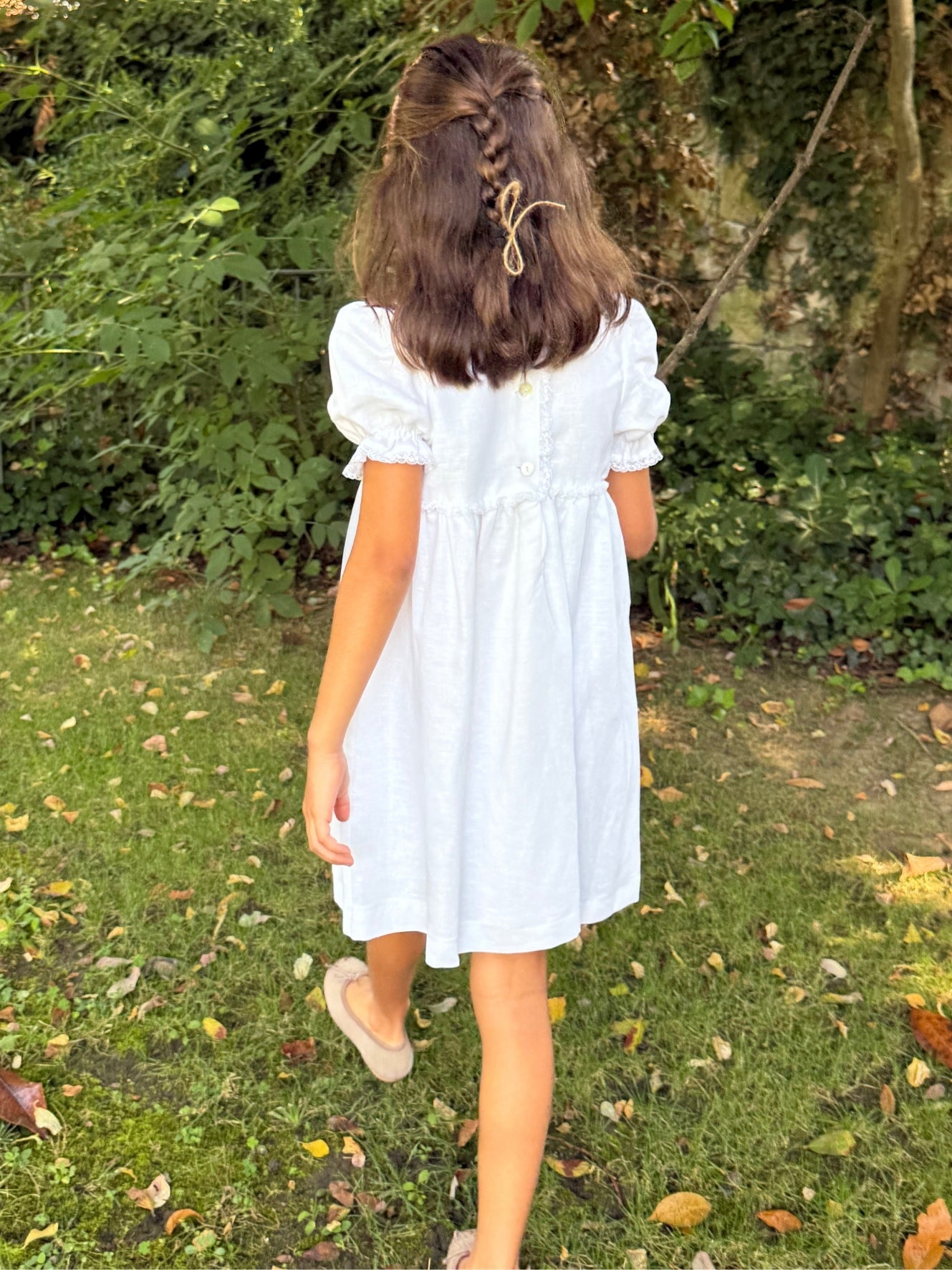 Vestido lino blanco manga corta