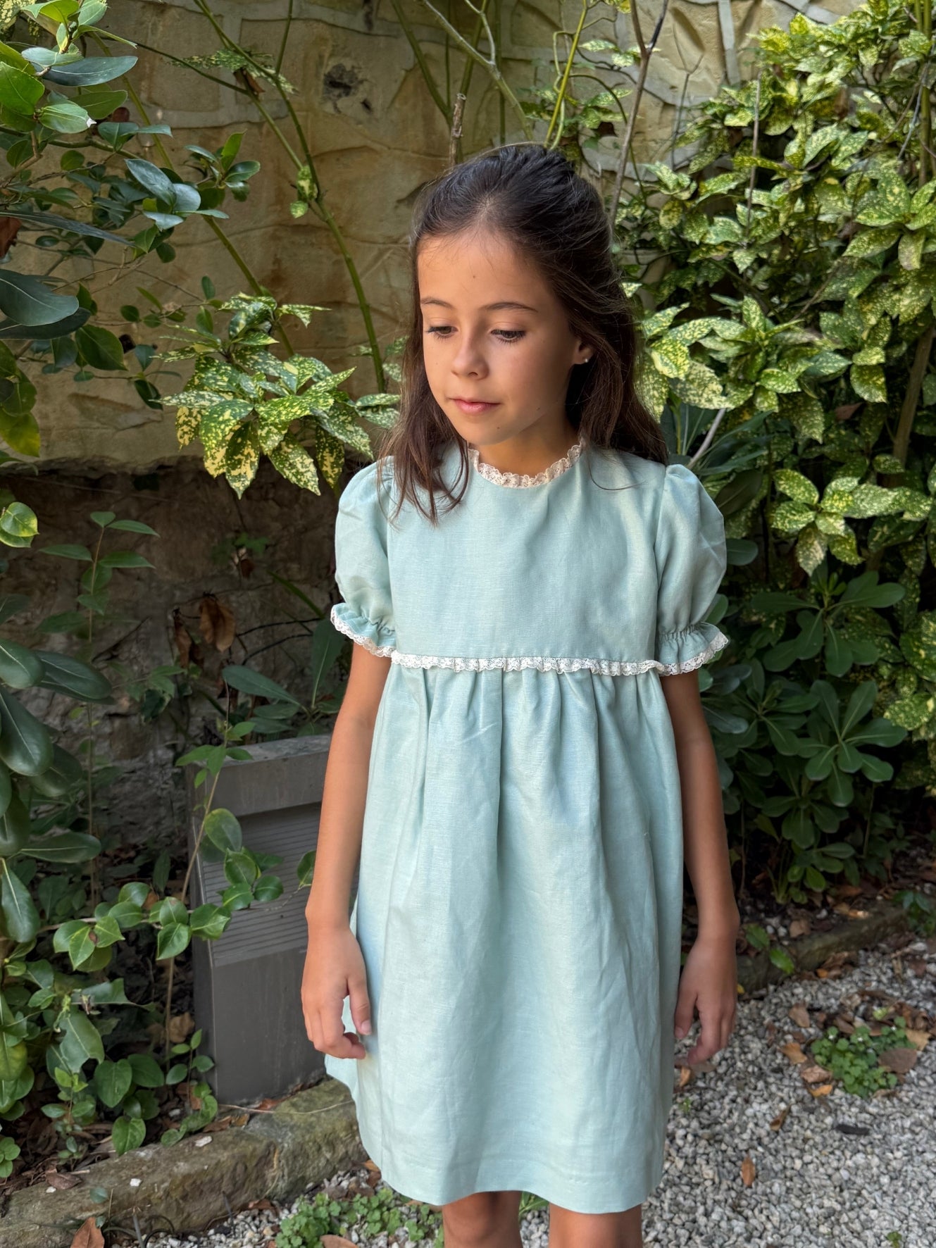 Vestido verde agua manga corta