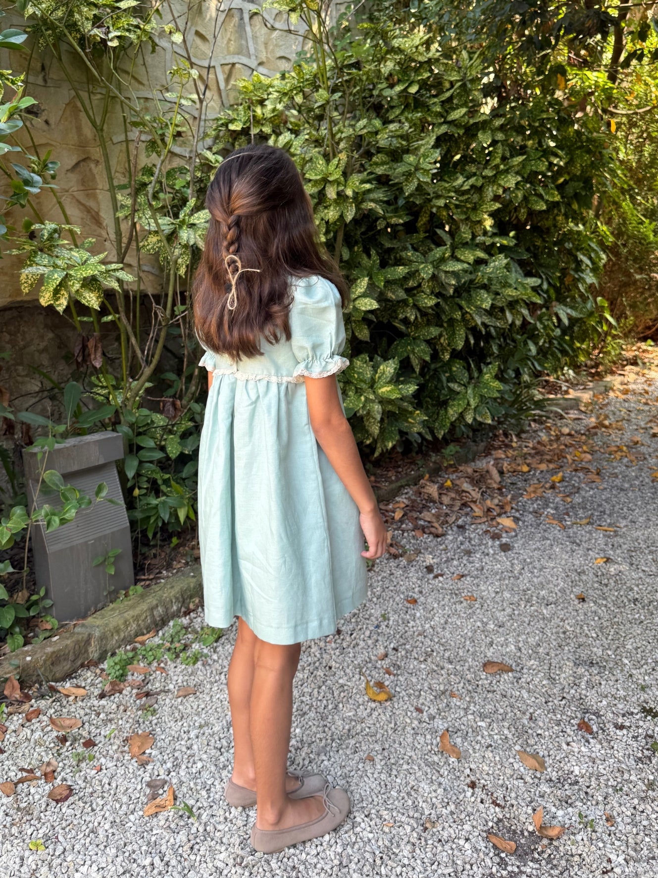 Vestido verde agua manga corta