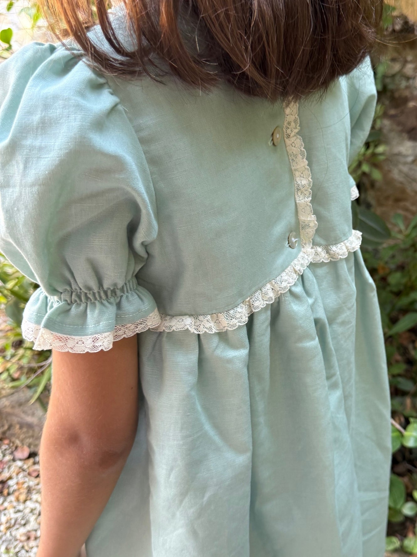 Vestido verde agua manga corta