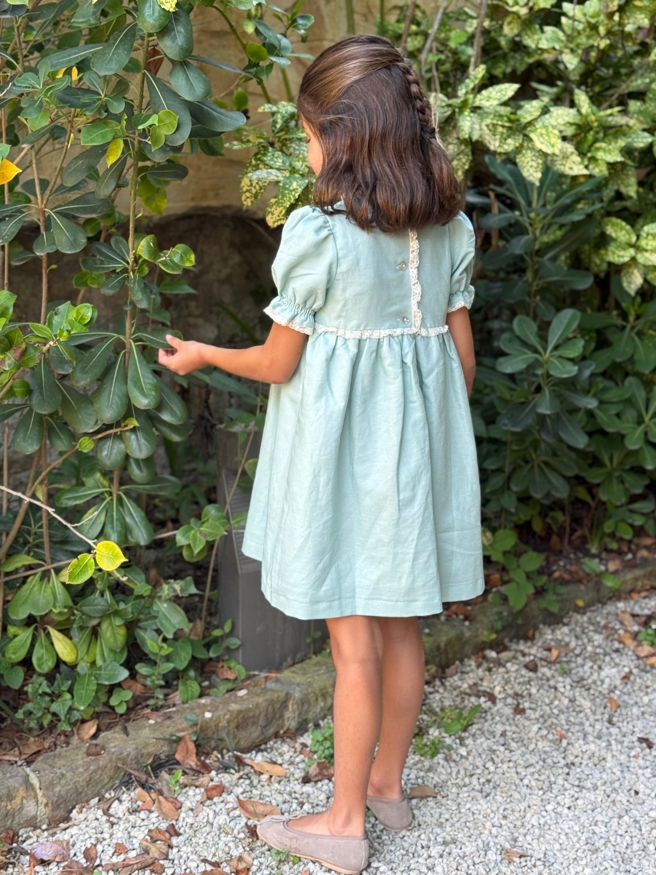 Vestido verde agua manga corta