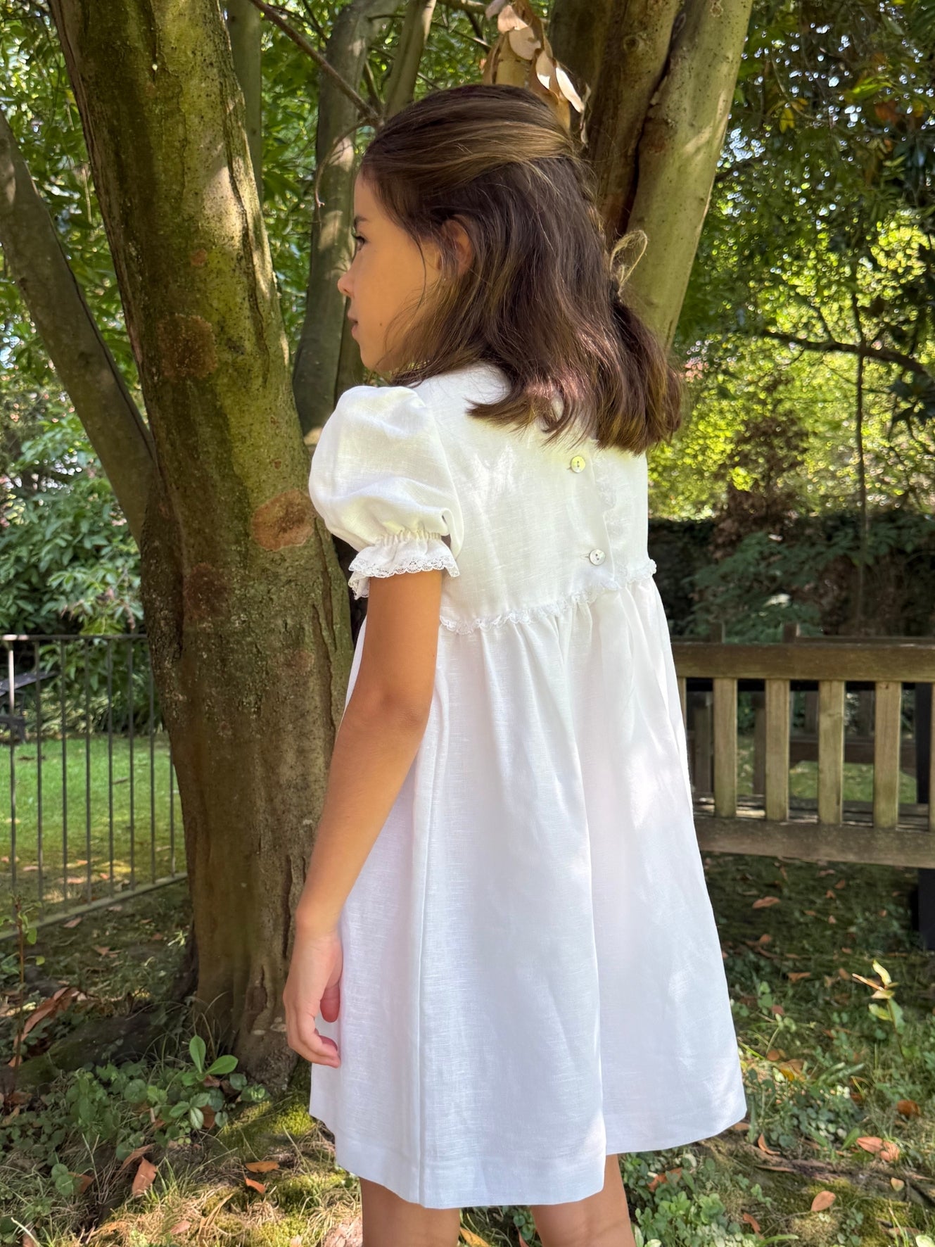 Vestido lino blanco manga corta