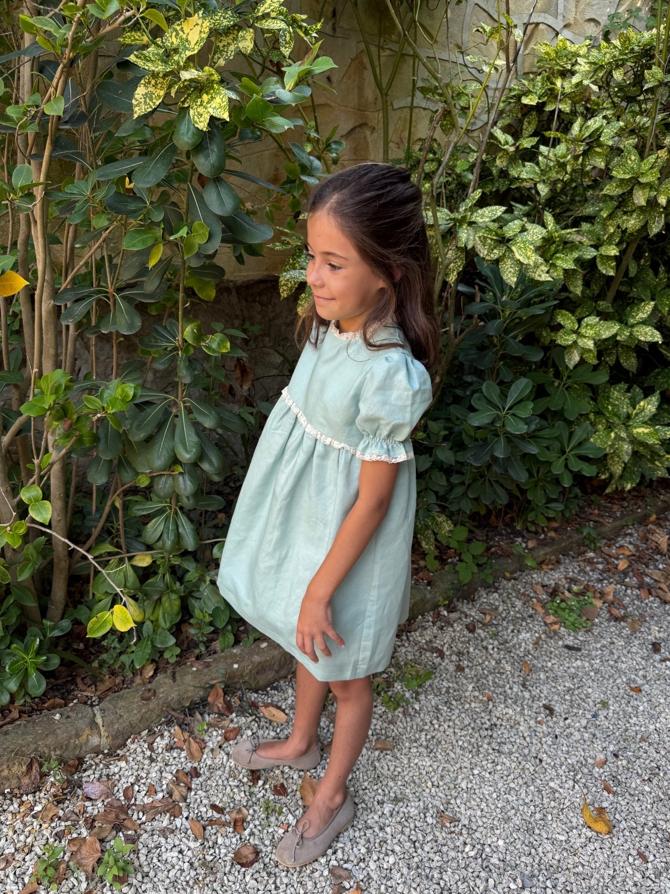Vestido verde agua manga corta