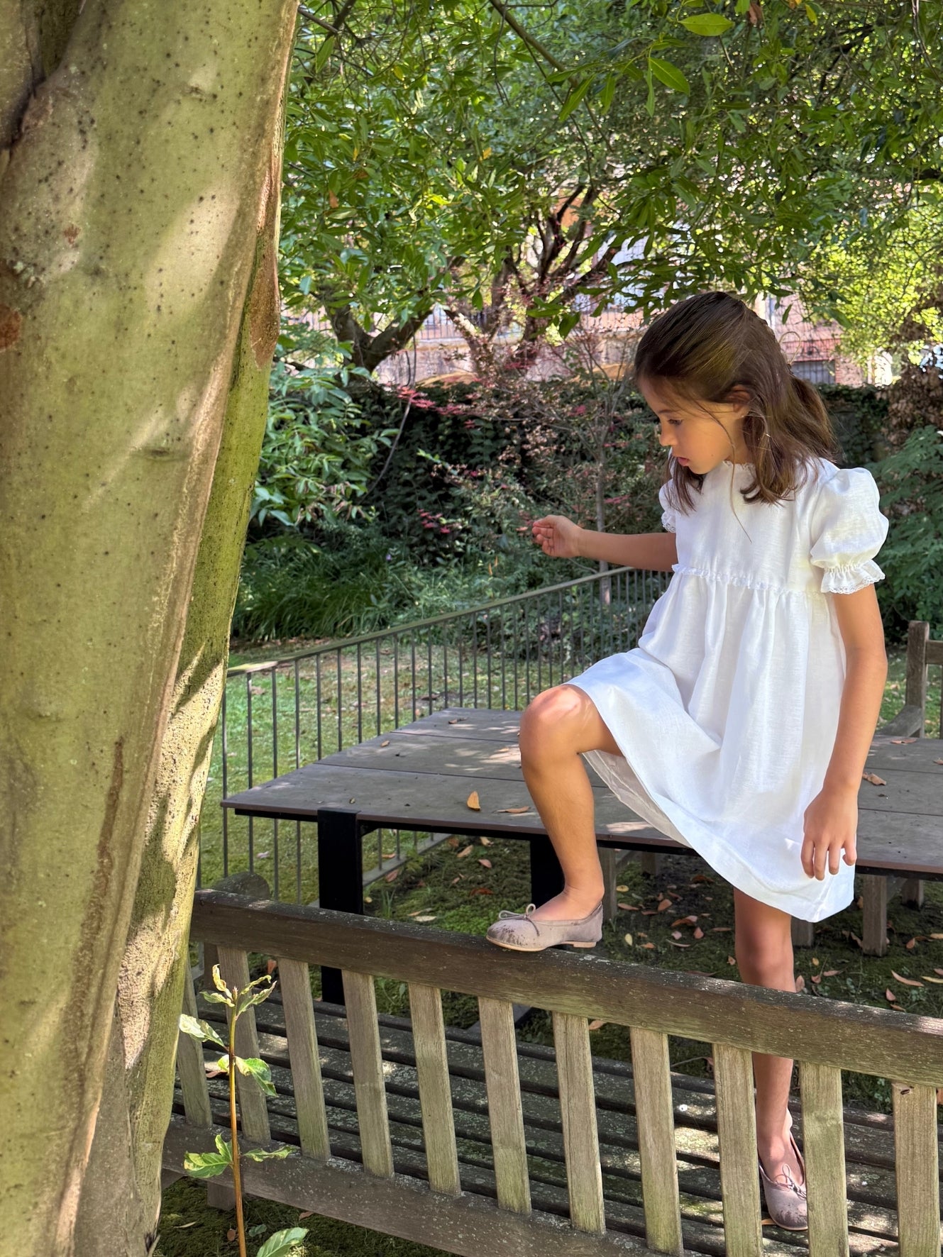 Vestido lino blanco manga corta
