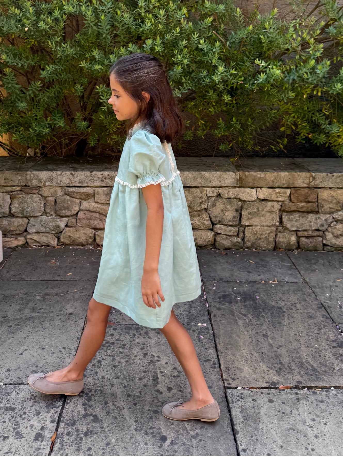 Vestido verde agua manga corta