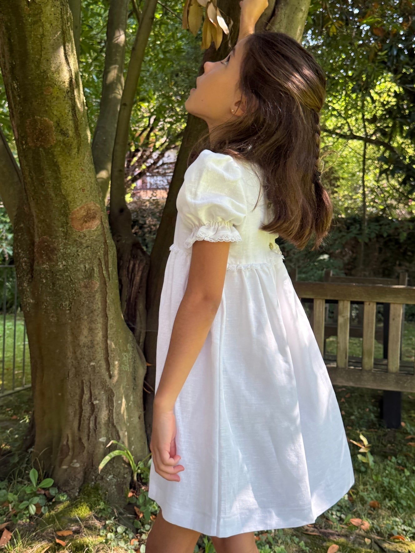 Vestido lino blanco manga corta