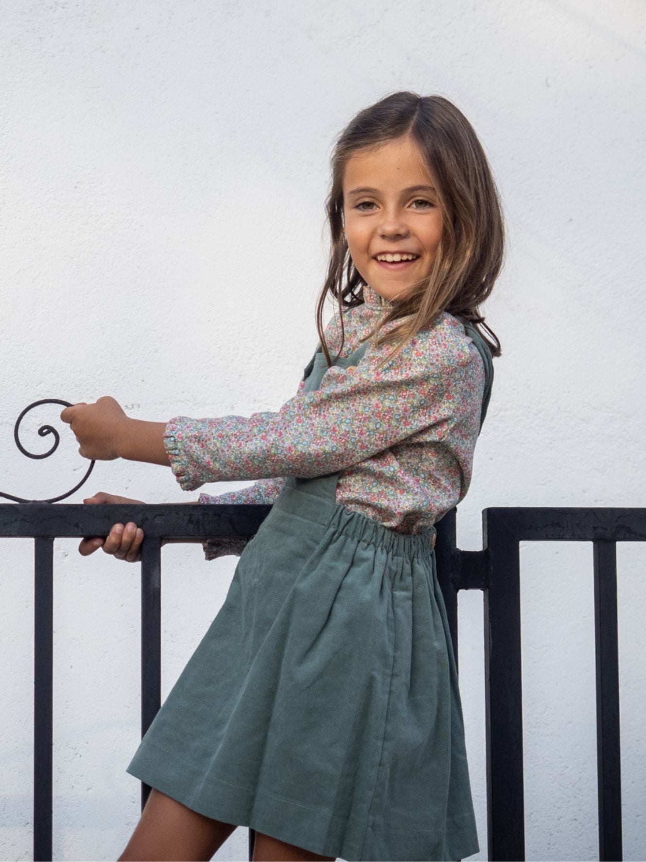 Green corduroy overall skirt
