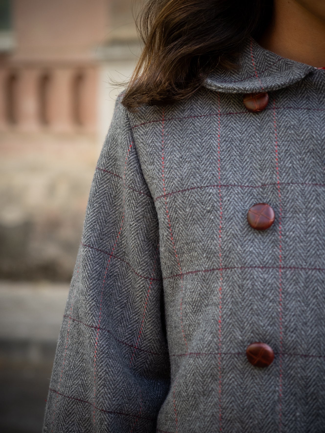 Grey plaid coat