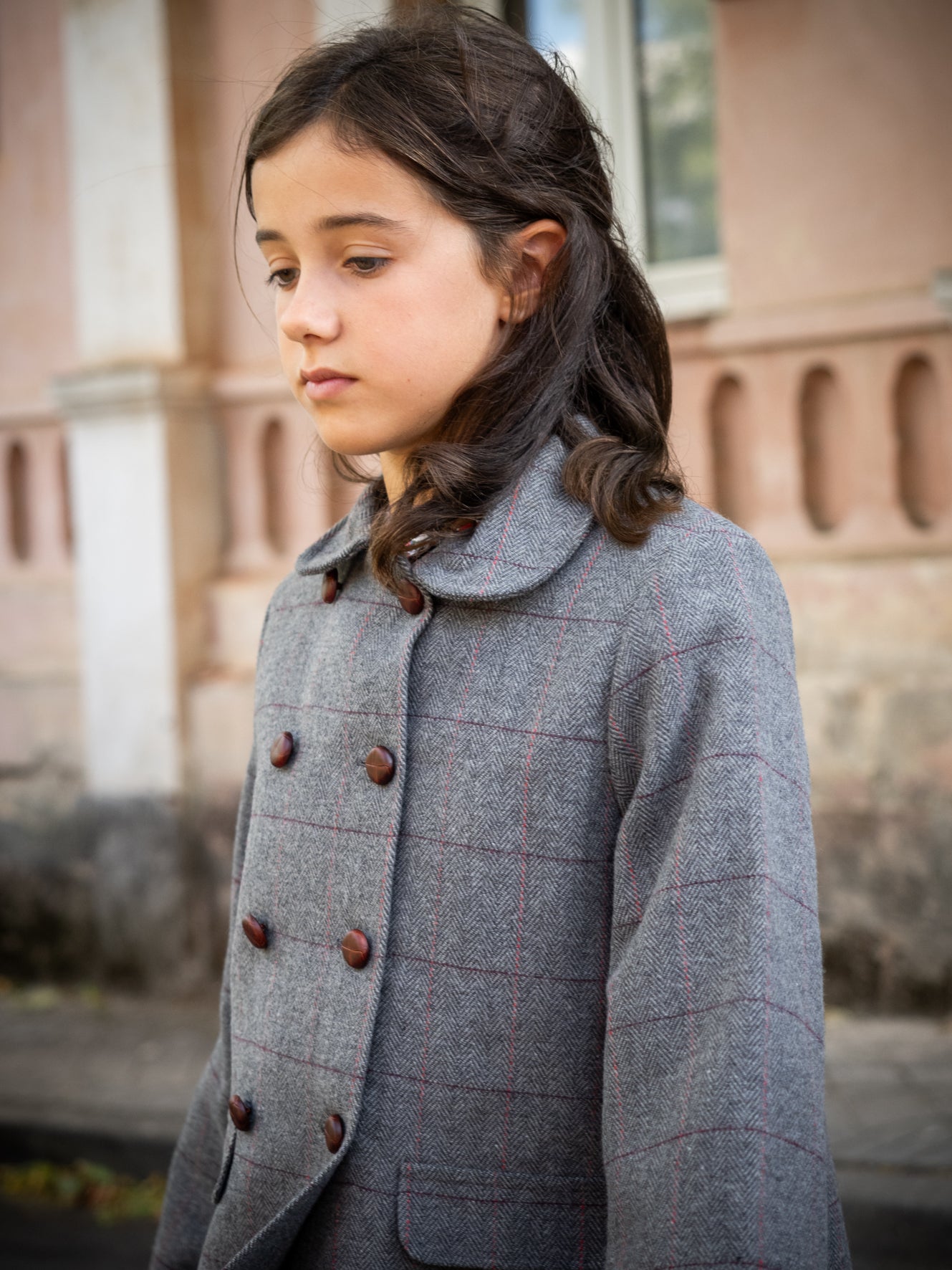 Grey plaid coat