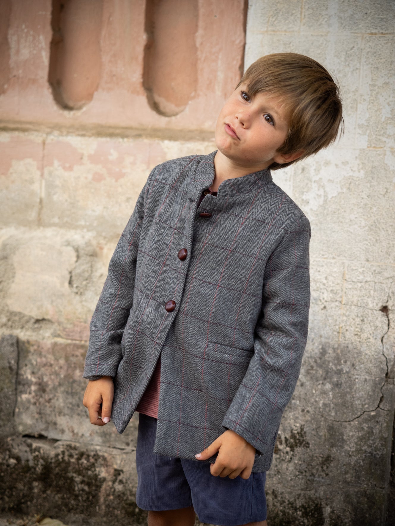 Chaqueta cuadros gris
