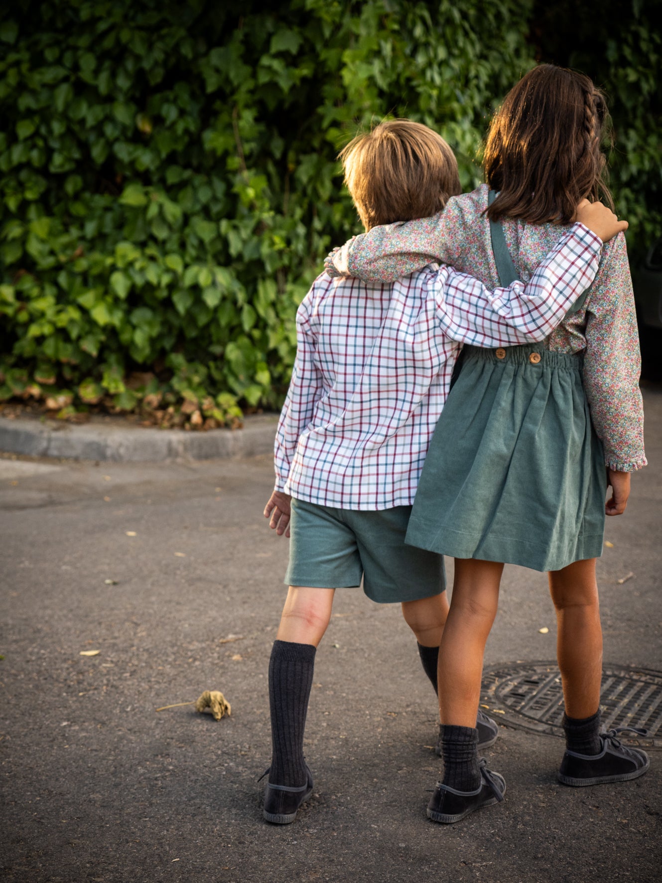 Green corduroy overall skirt