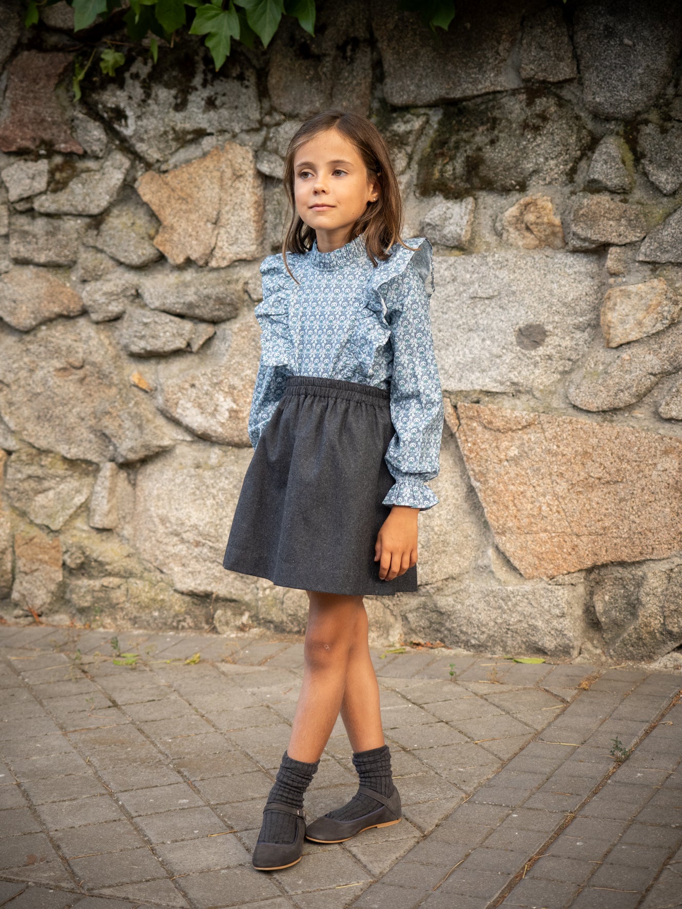 Falda franela gris