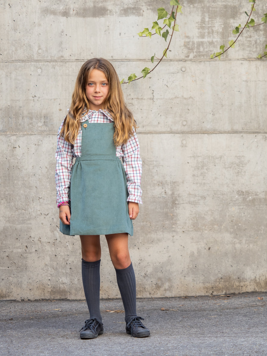 Green corduroy overall skirt